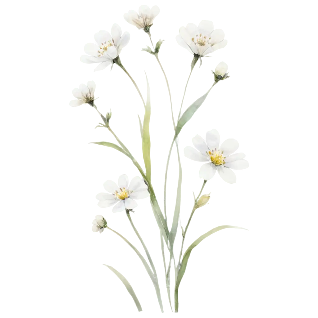 Watercolor-White-Meadow-Flowers-PNG-Image-Delicate-Botanical-Artwork-for-Digital-Projects