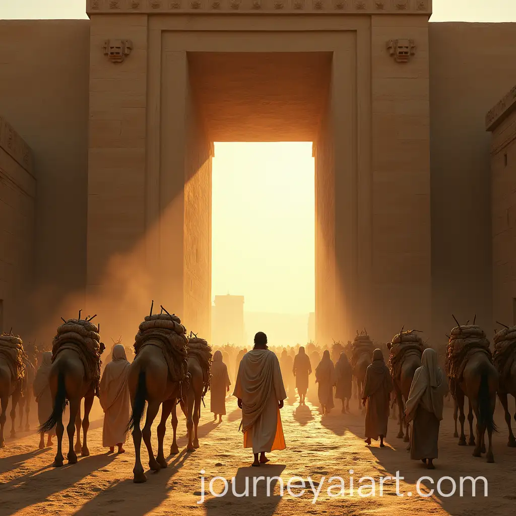 Ancient-City-Gate-of-Ur-inAI-Art-Prompt-Expansion-Mesopotamia-with-Caravan-and-Villagers