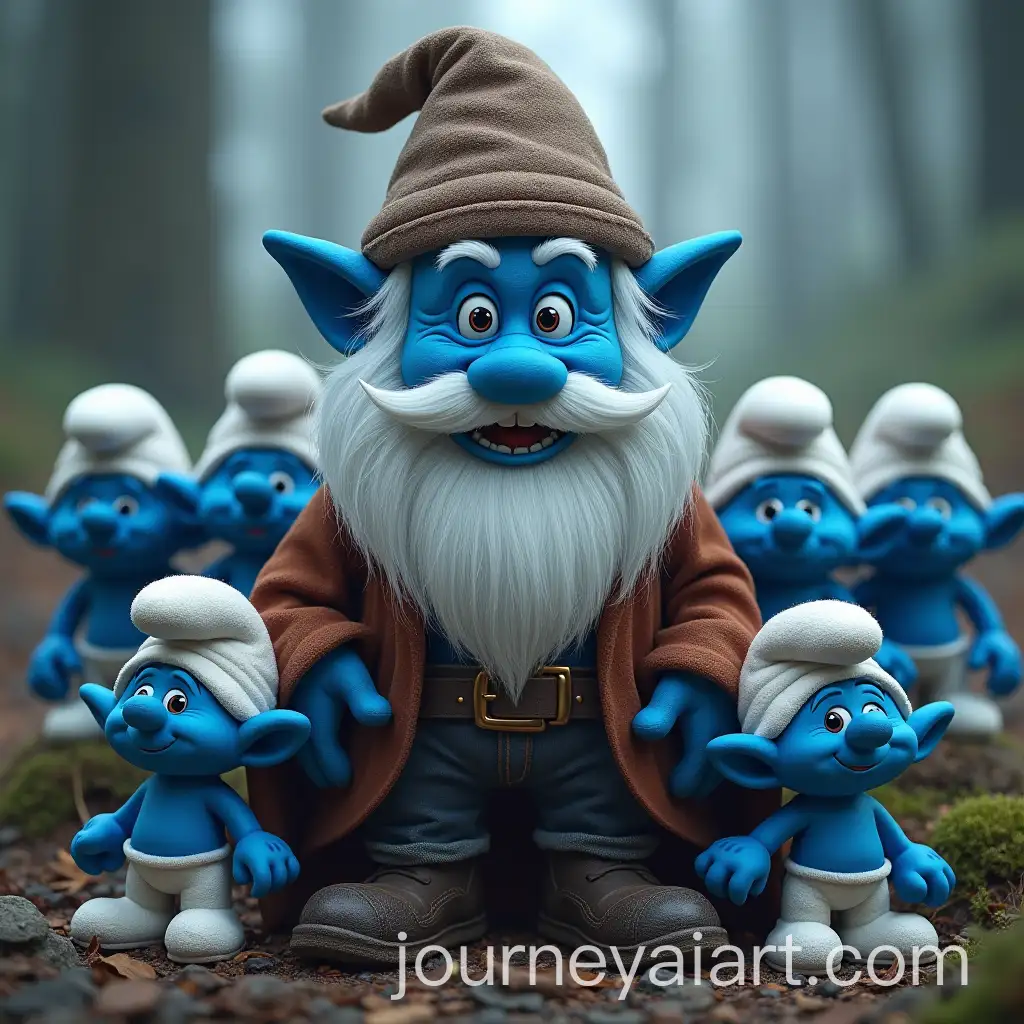 Dumbledore-Interacting-with-Smurfs