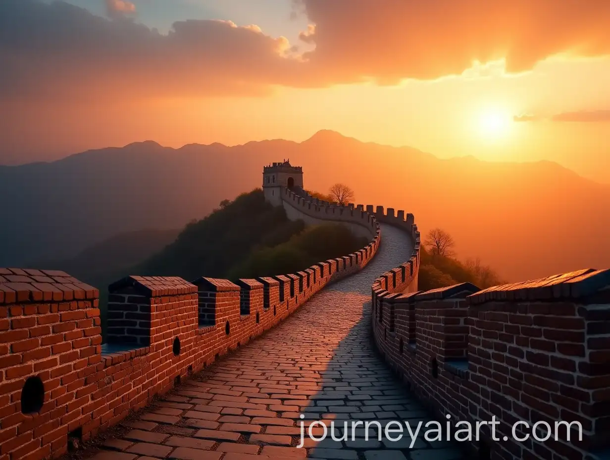 Sunset-Scenery-of-the-Great-Wall-in-Realistic-Style