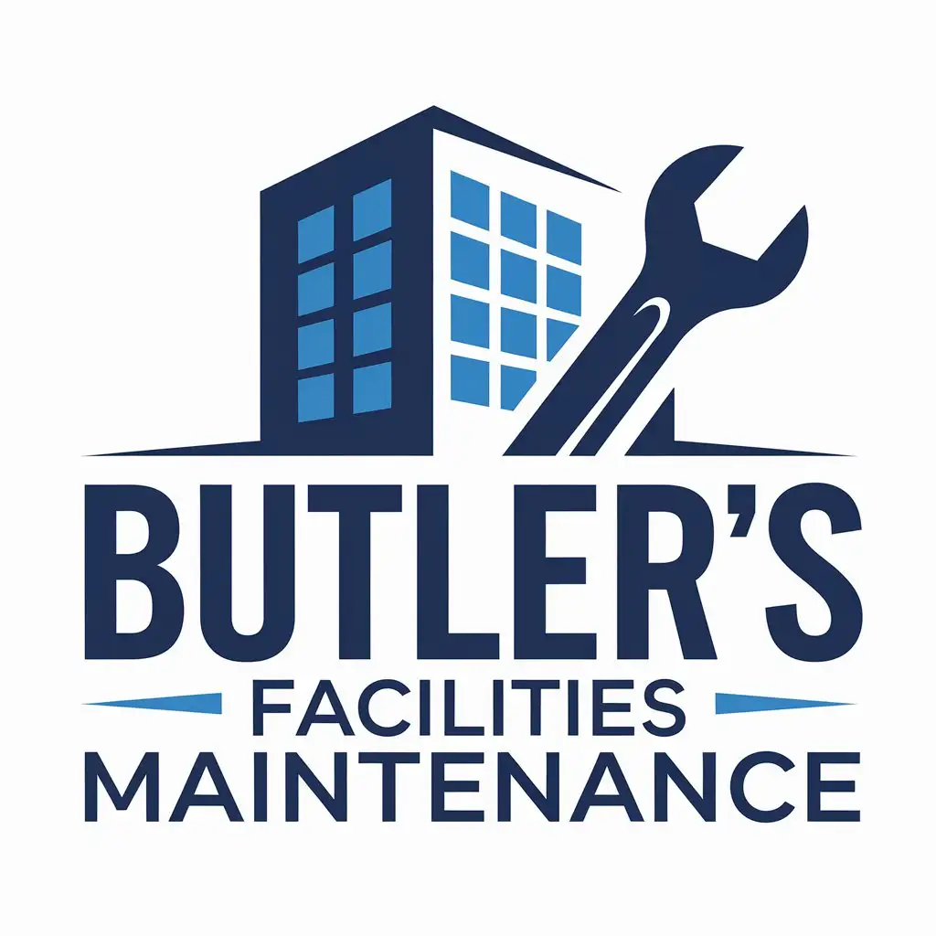 LOGO Design for Butlers Facilities Maintenance Modern Vector Logo with Blue Color Scheme and Abstract Shapes