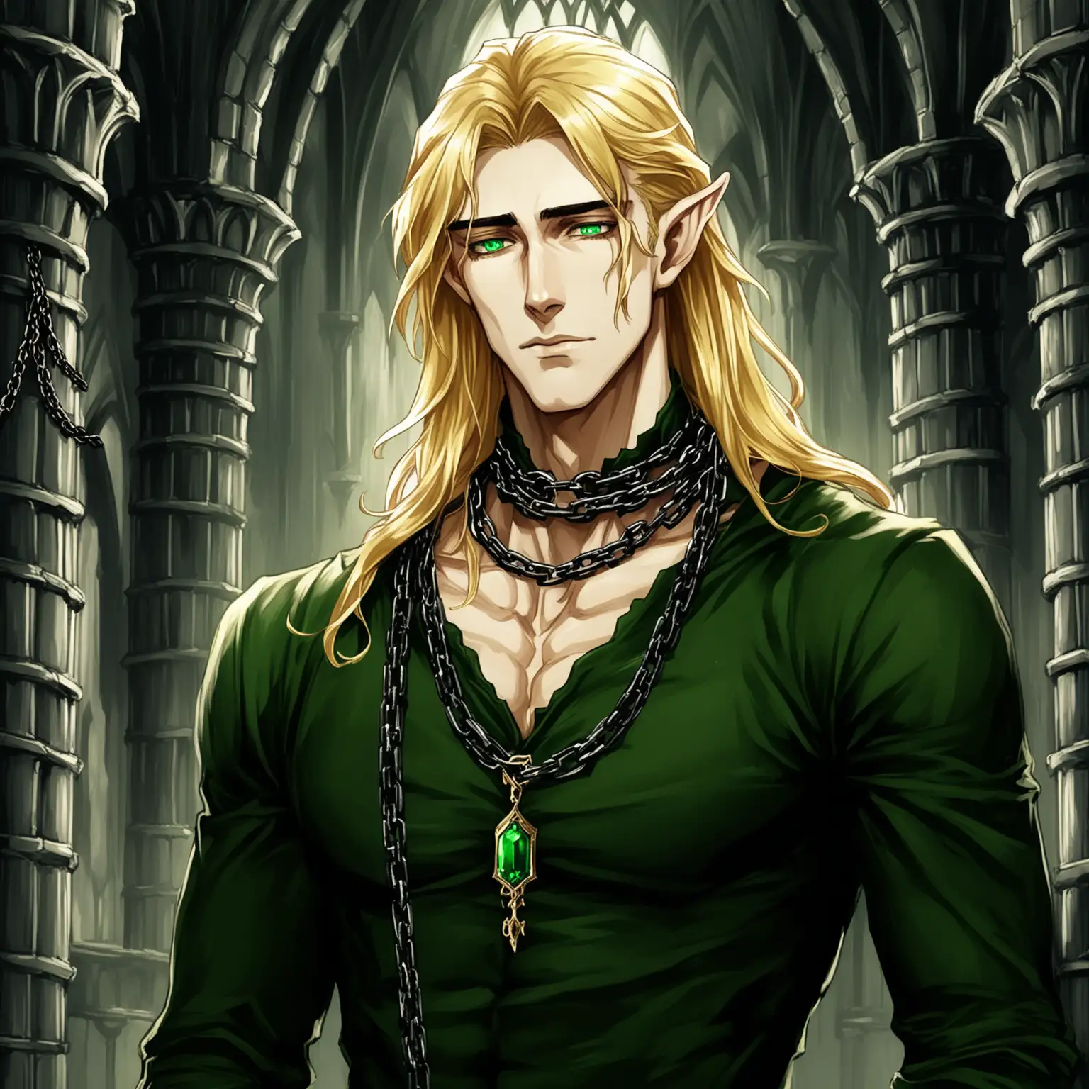 Young Male Elf Slave in a Gothic Castle