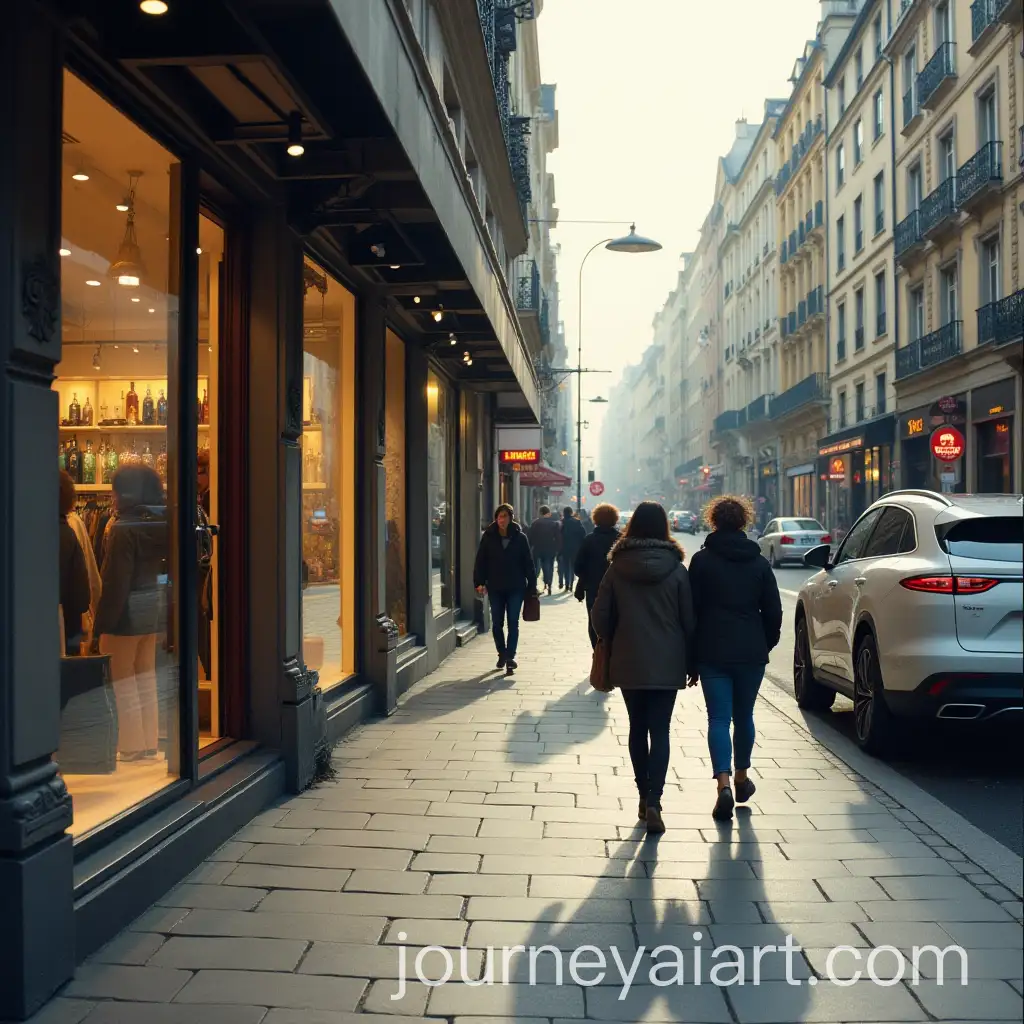 Person-Wandering-Through-City-Streets-Observing-Shop-Windows