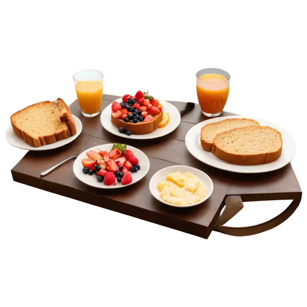 Homemade-Breakfast-with-Cake-Bread-Fruits-Coffee-and-Juice-PNG-Image