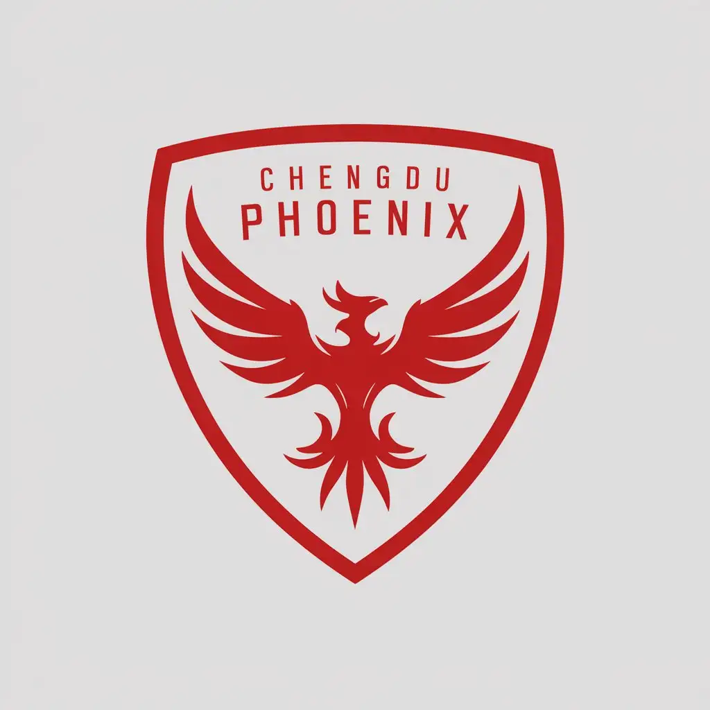 LOGO Design for Chengdu Phoenix Red Shield with Majestic Phoenix Symbol in a Sports Fitness Theme