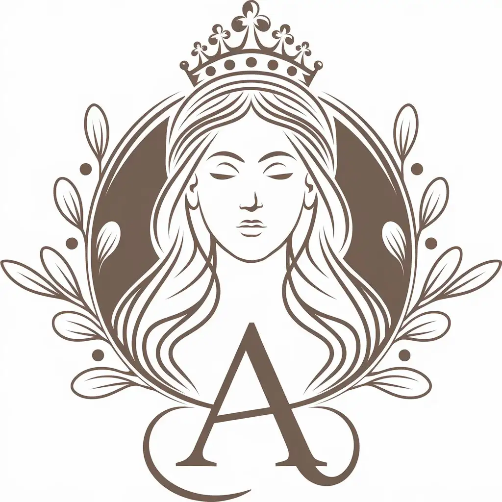 LOGO-Design-For-Beauty-Spa-Woman-Face-with-Crown-and-Long-Hair-on-Clear-Background