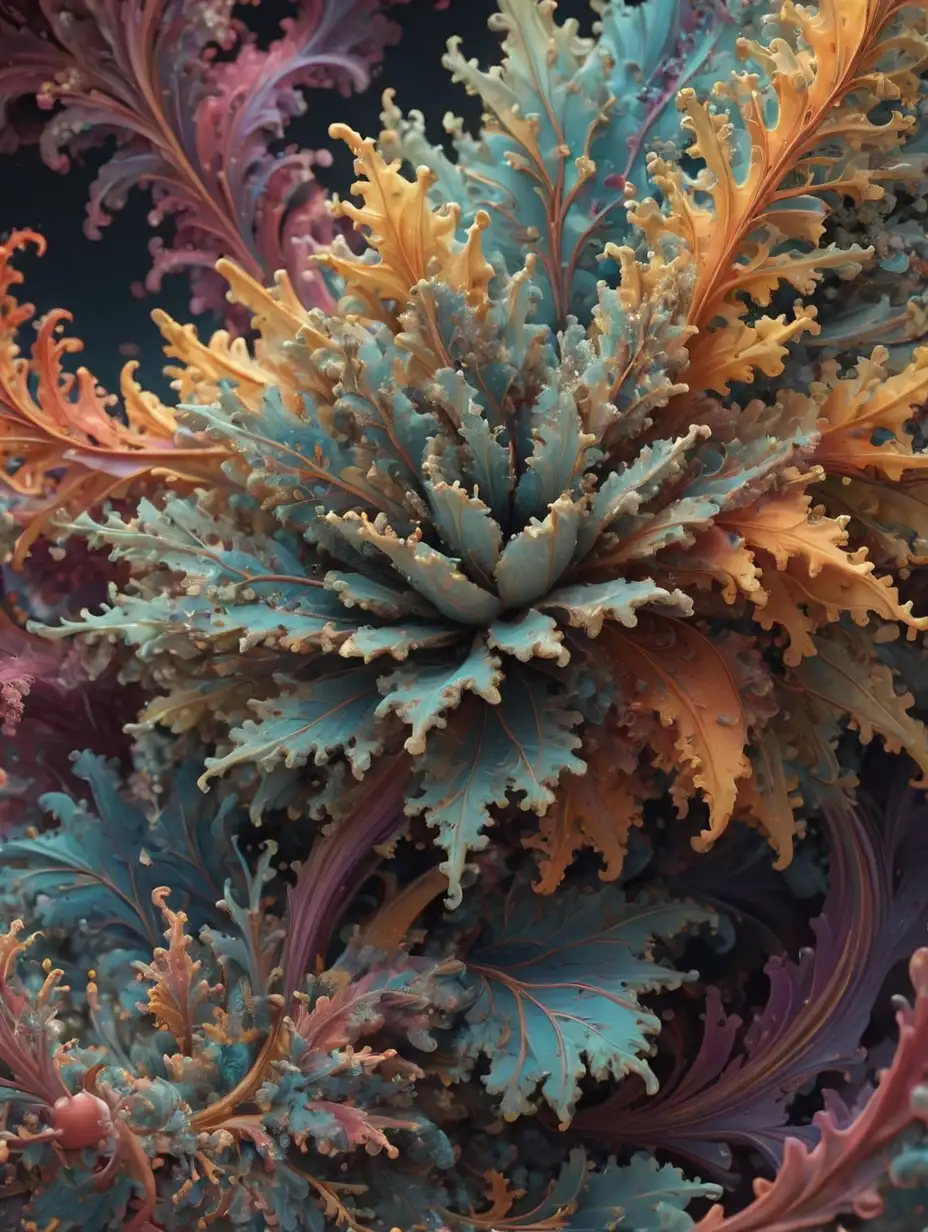 Colorful Mandelbrot Fractal with Botanical Elements