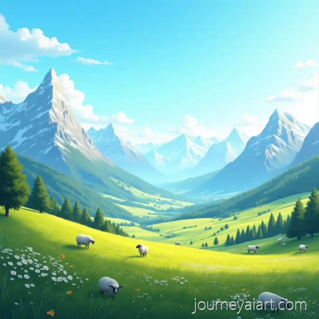 Alpine-mountain-landscapeWide-Alpine-Mountain-Landscape-with-Grazing-Sheep-and-Goats