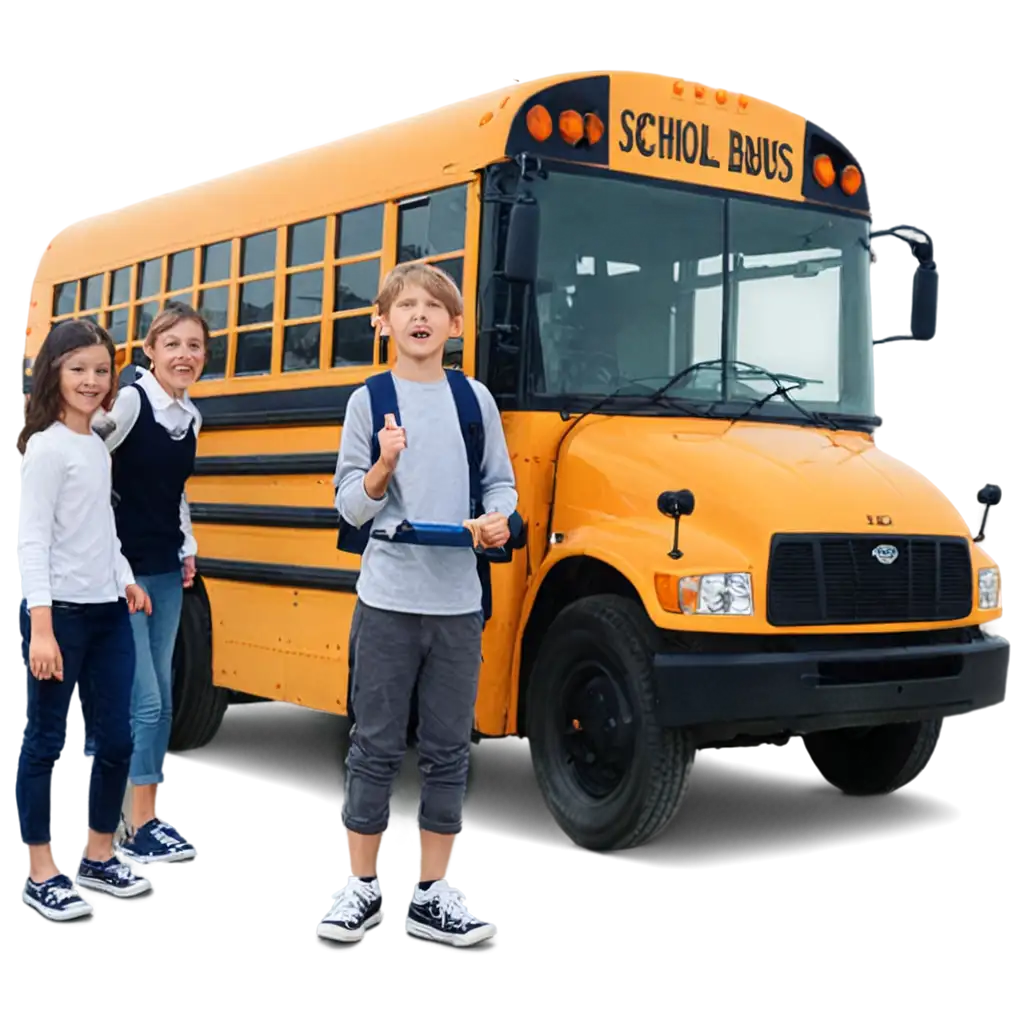 Kids with school bus