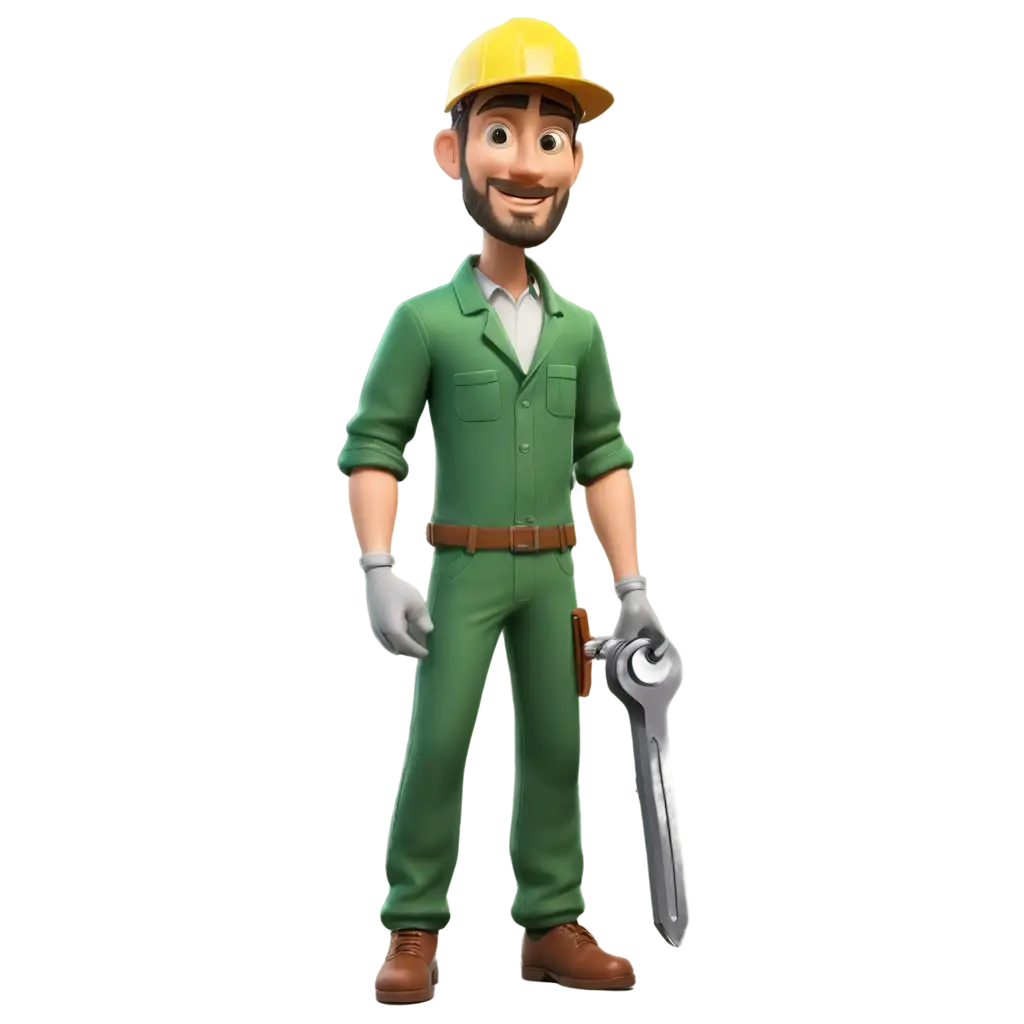 Cartoon-Worker-in-Green-Suit-with-Wrench-PNG-Perfect-for-Illustrative-Projects-and-Designs