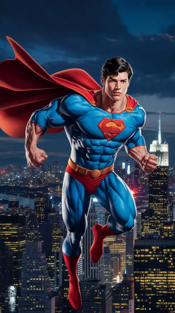 Teen-Superhero-Flying-Over-City-at-Night-with-Muscular-Build