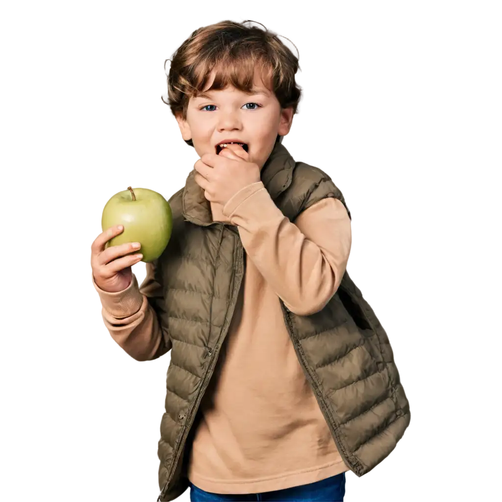 a kid eating apple