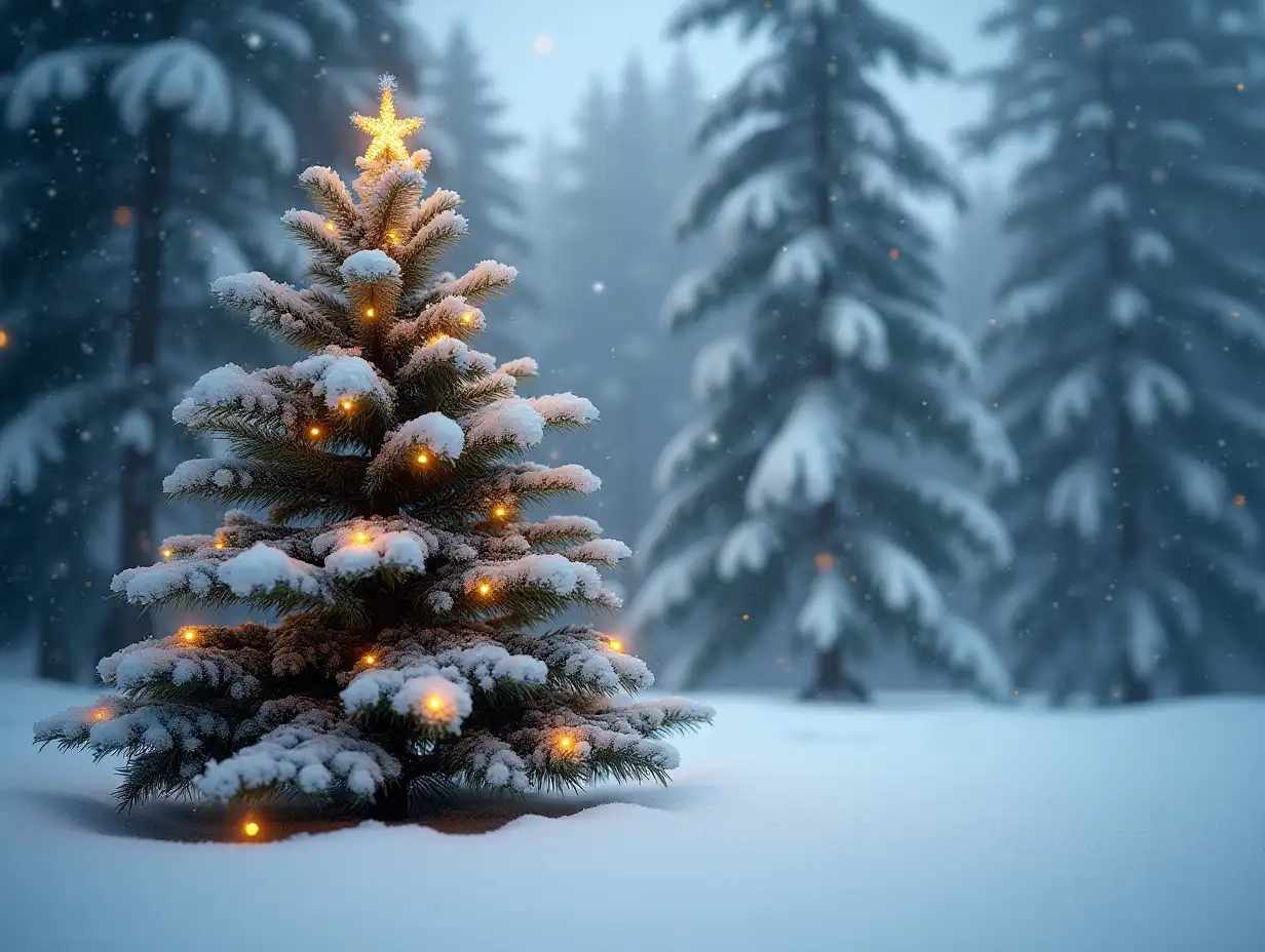 christmas tree in the snow