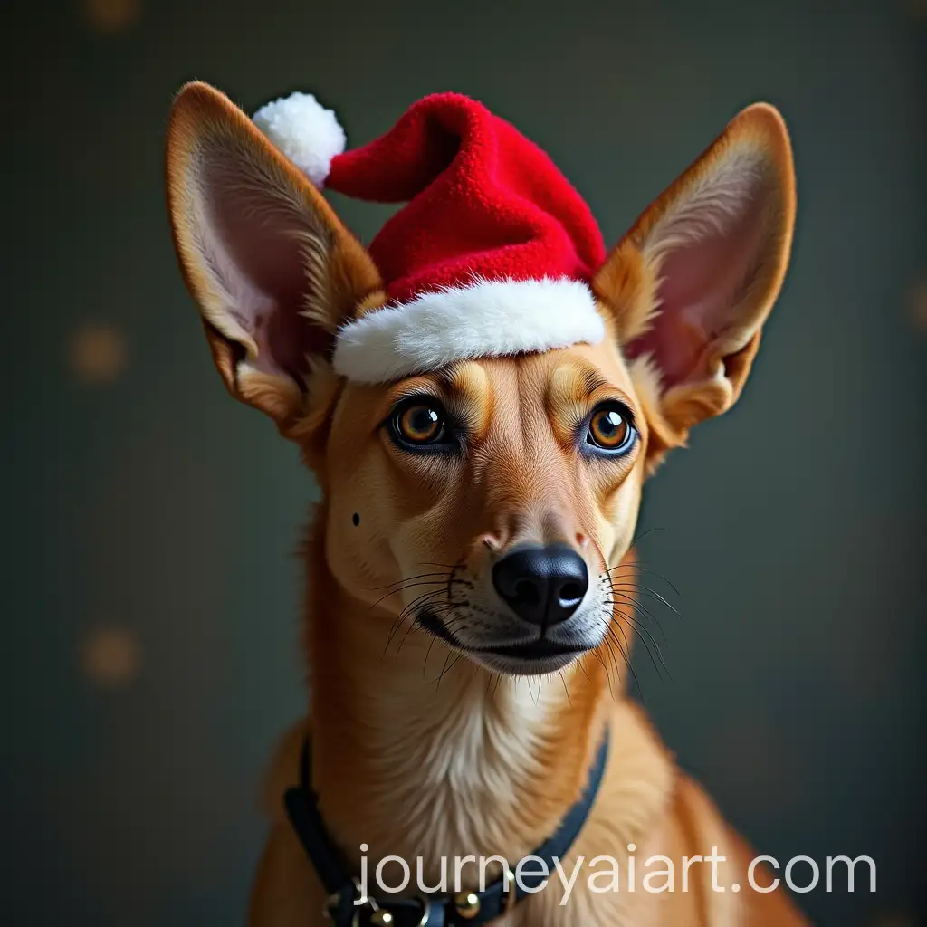 Homotherium-Wearing-Christmas-Hat-in-Winter-Scene