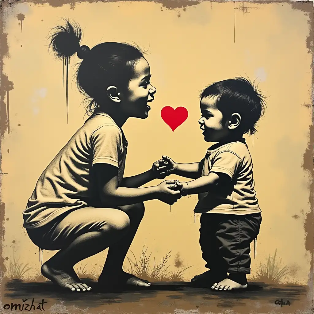 Banksy-Style-Art-of-Cambodian-Baby-with-Street-Art-Influence