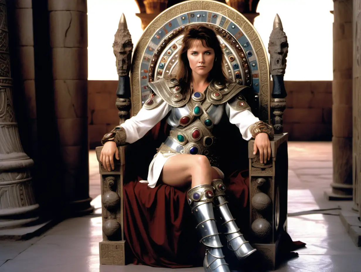 Young-Lucy-Lawless-as-Queen-Zenia-Warrior-in-Ancient-Palace-with-Combat-Chakram