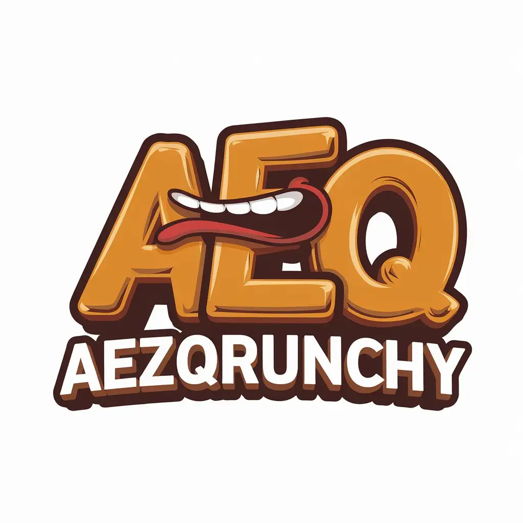 LOGO Design for AEZQRUNCHY 3D Effect Letter AEZQ with Clear Background