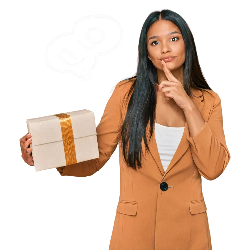 Thoughtful-Person-Receiving-Present-with-Dollar-Sign-Thought-Bubble-PNG-Image