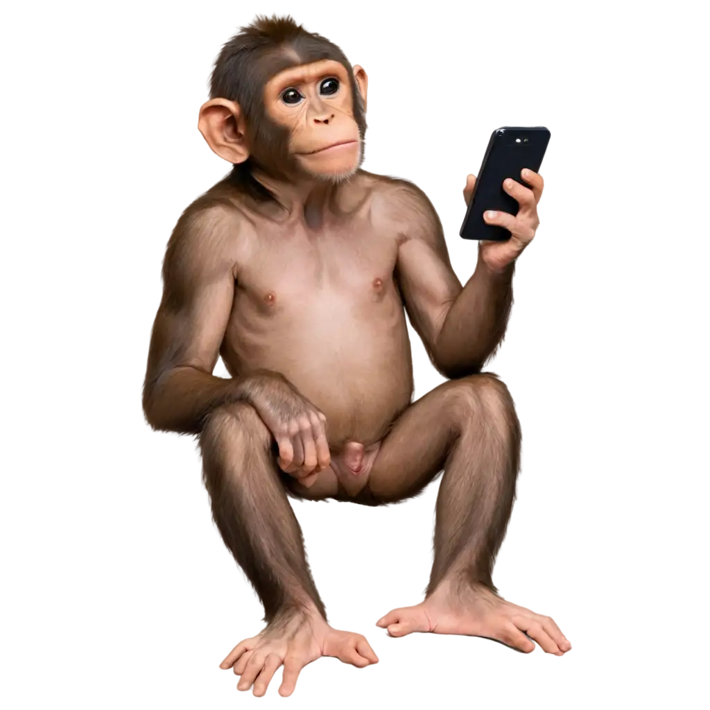 HighQuality-PNG-Image-of-a-Monkey-with-a-Phone-Enhance-Your-Visual-Content-with-Clarity