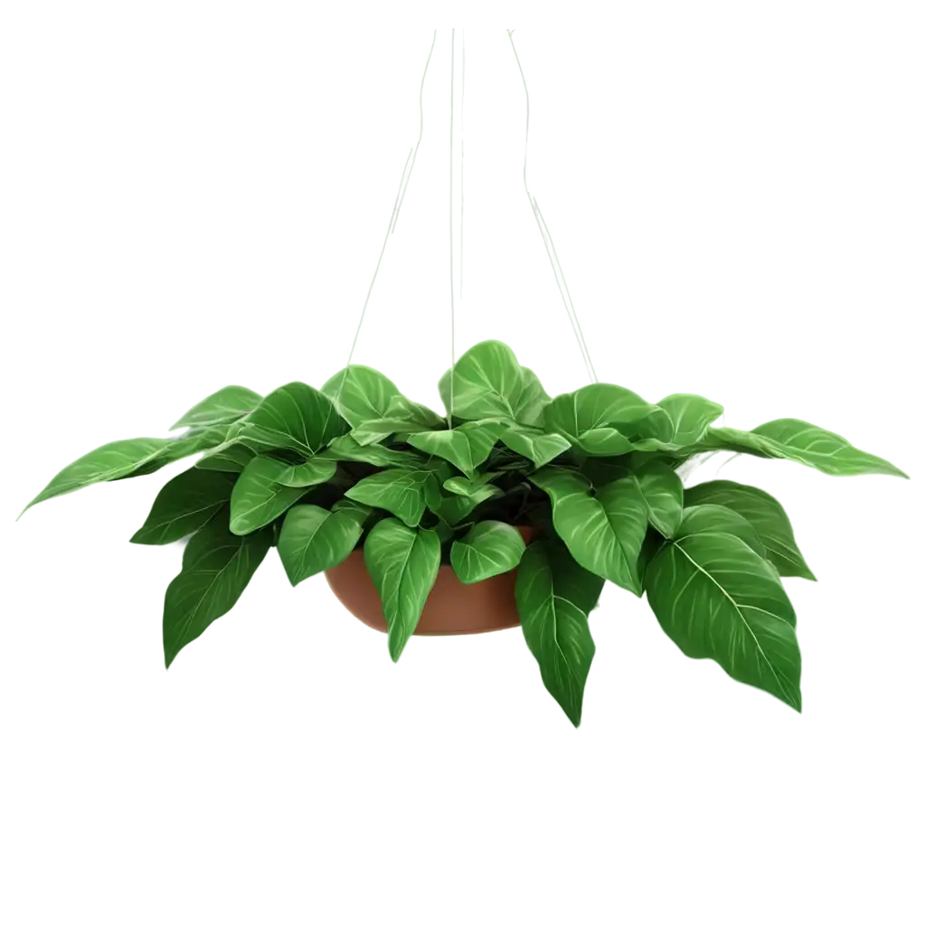 Beautiful-Green-Hanging-Ampelous-Plant-with-Wide-Sweeping-Leaves-in-a-Pot-HighQuality-PNG-Render