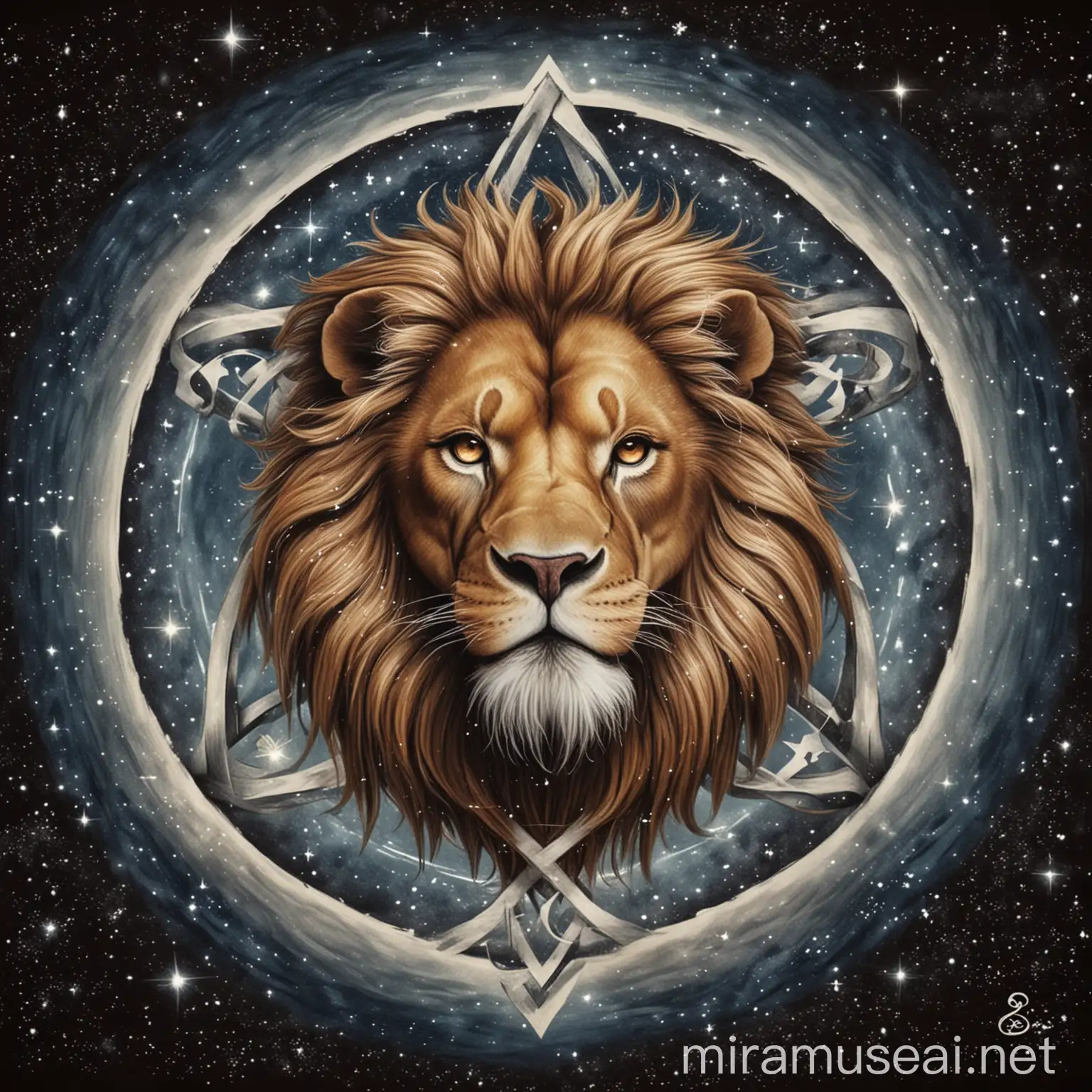 Majestic Lion with Infinity Symbol and Sirius Star Rising