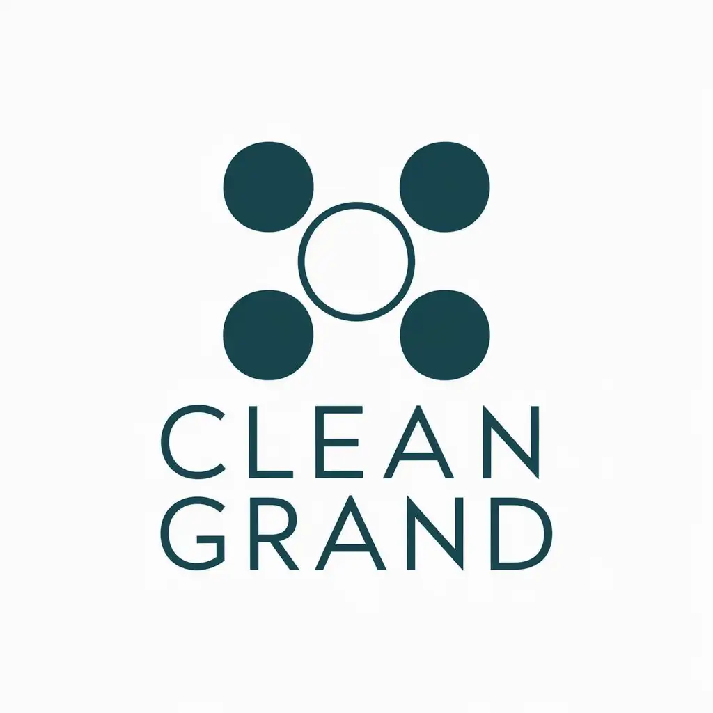 a vector logo design,with the text "Clean Grand", main symbol:Molecule,Minimalistic,be used in Cleaning services industry,clear background