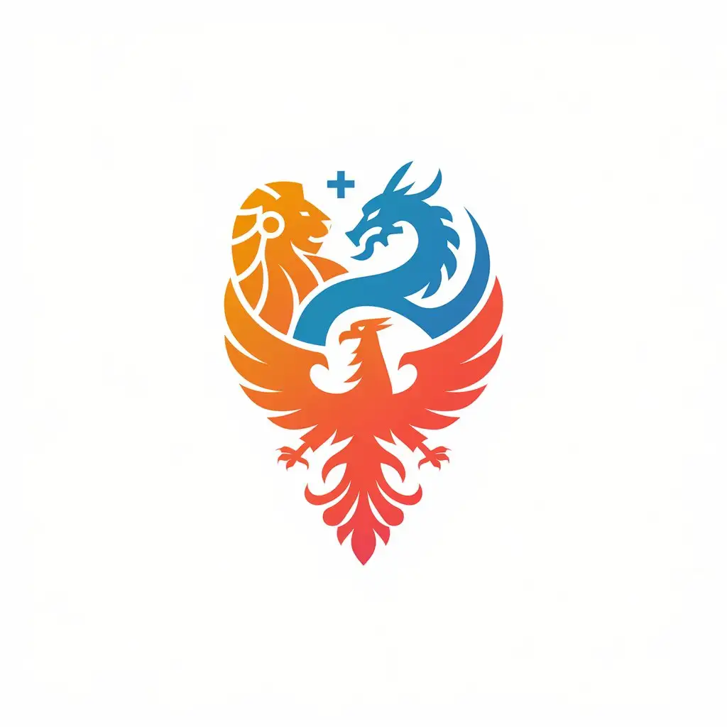 LOGO Design For Lion Dragon Phoenix Vector Design with Symbolic Beasts