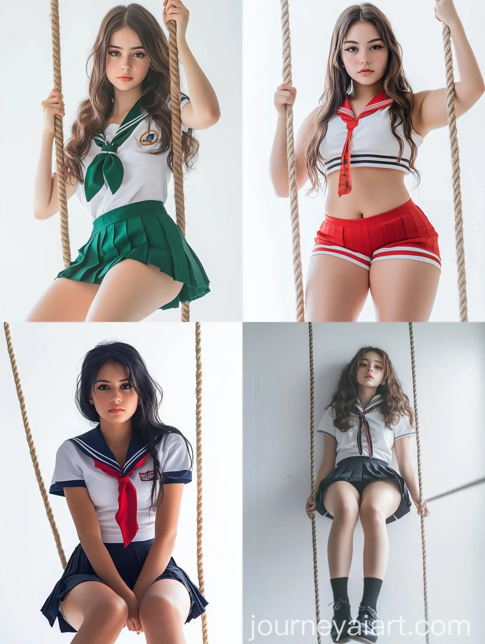 Brazilian-Woman-in-School-Uniform-Poses-in-Photography-Studio