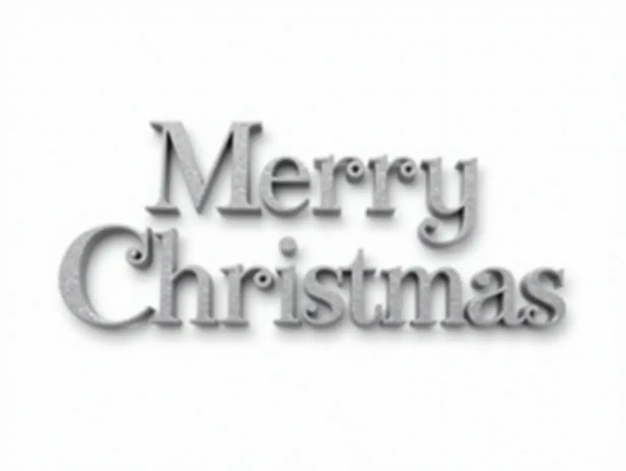 Art Deco Silver Merry Christmas Greeting on White Background