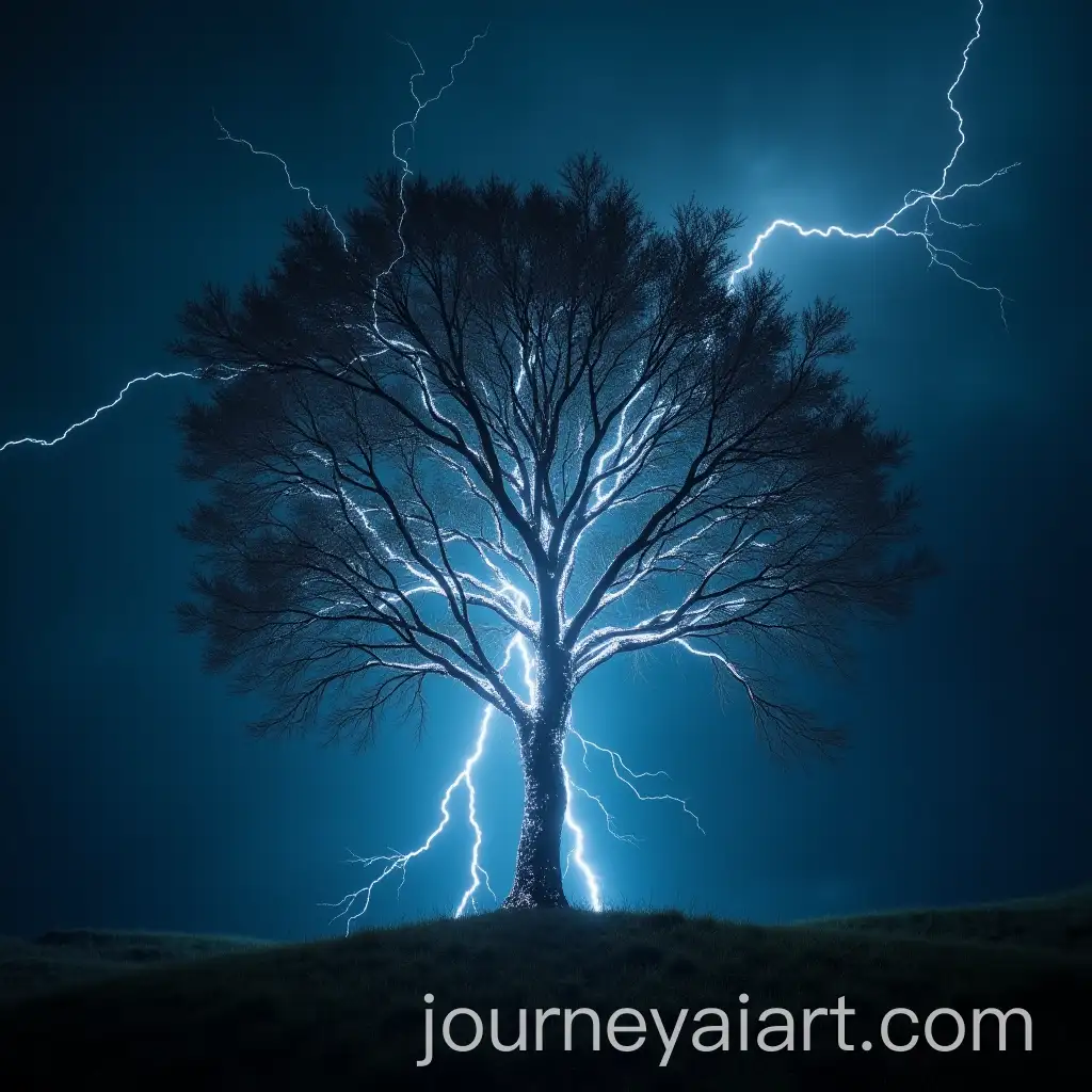 Tree-Shaped-Lightning-Striking-Through-Dark-Sky