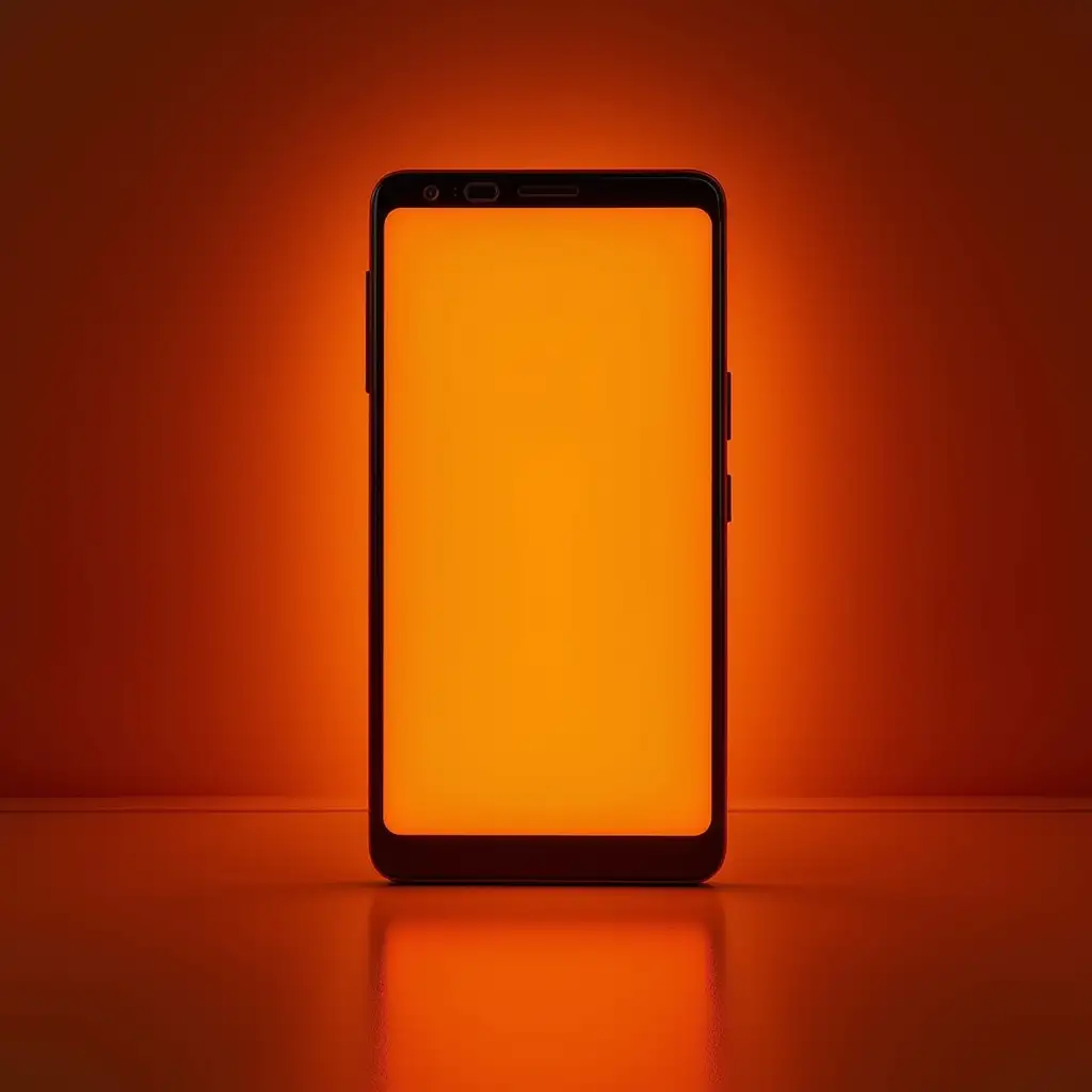 a backdrop for publishing cellphones, orange with lighting whether electrical or otherwise with good appearance for advertising