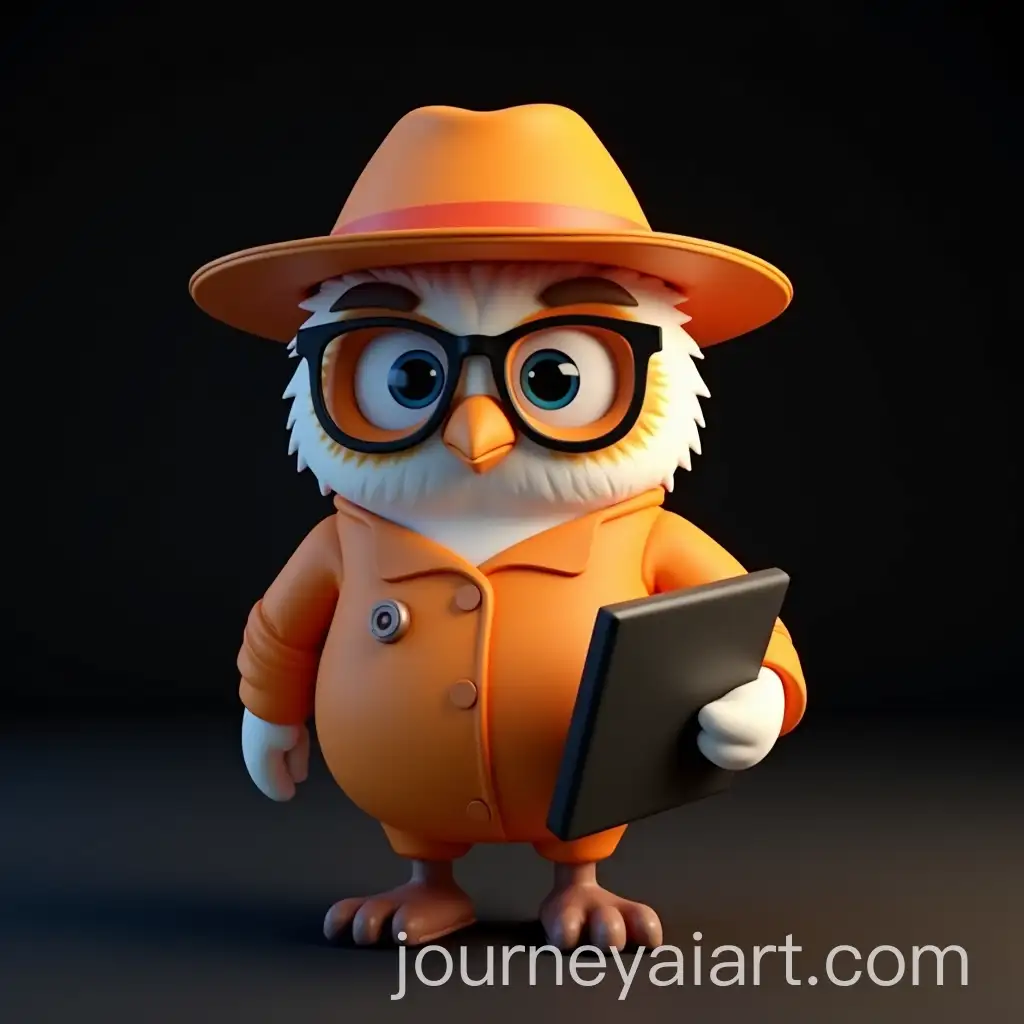 3D-Model-of-an-Owl-Inspector-in-Safety-Gear-Holding-a-Clipboard