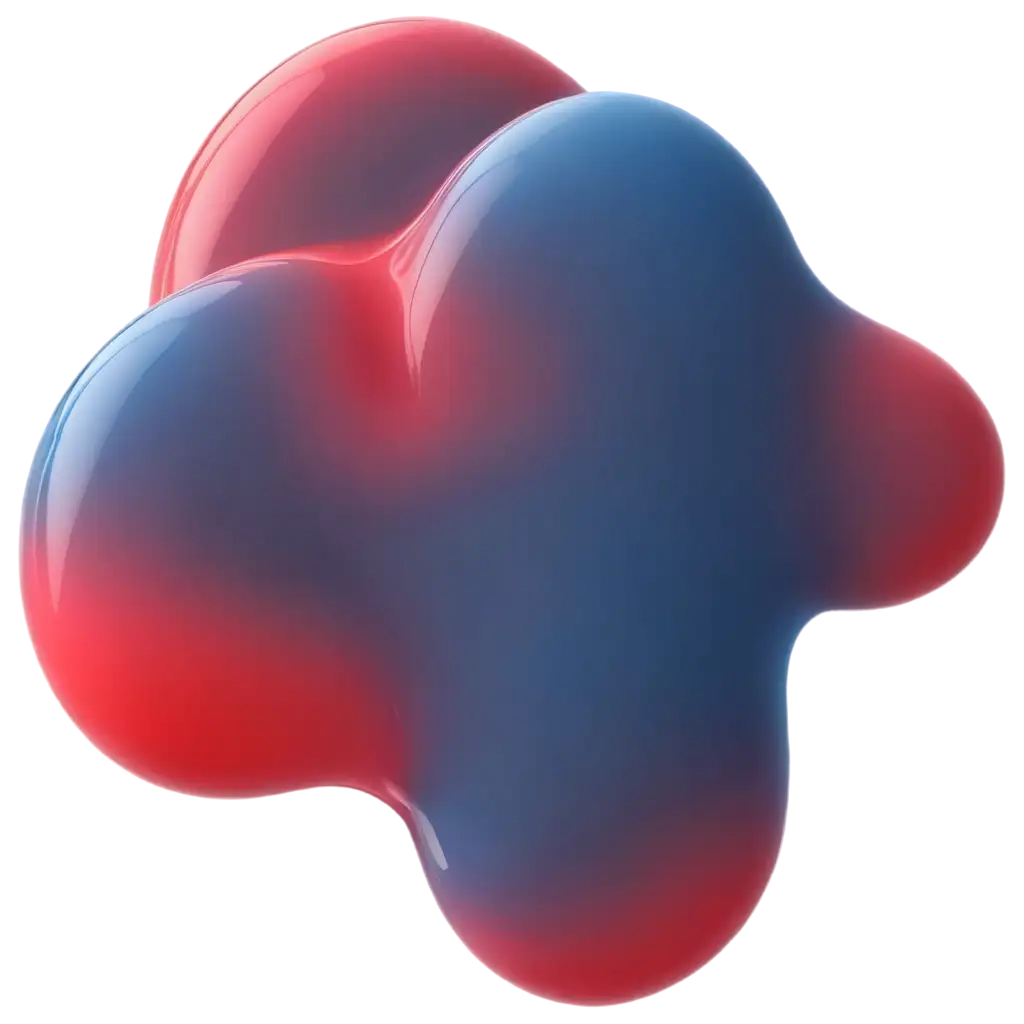 amorphous 3d bubble gradient red and dark blue colors