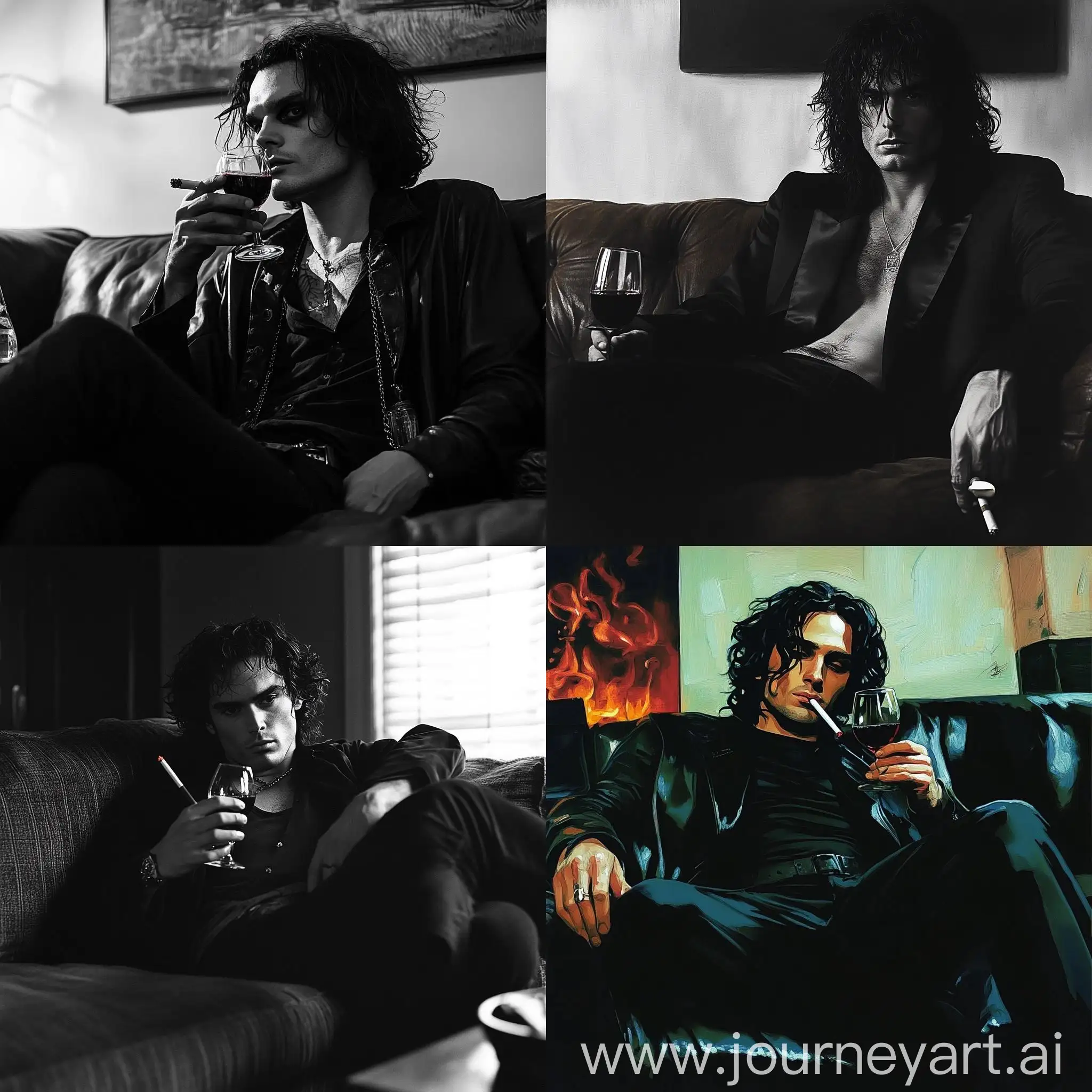 Raven-Brandon-Lee-Smoking-Cigarette-and-Drinking-Wine-Portrait