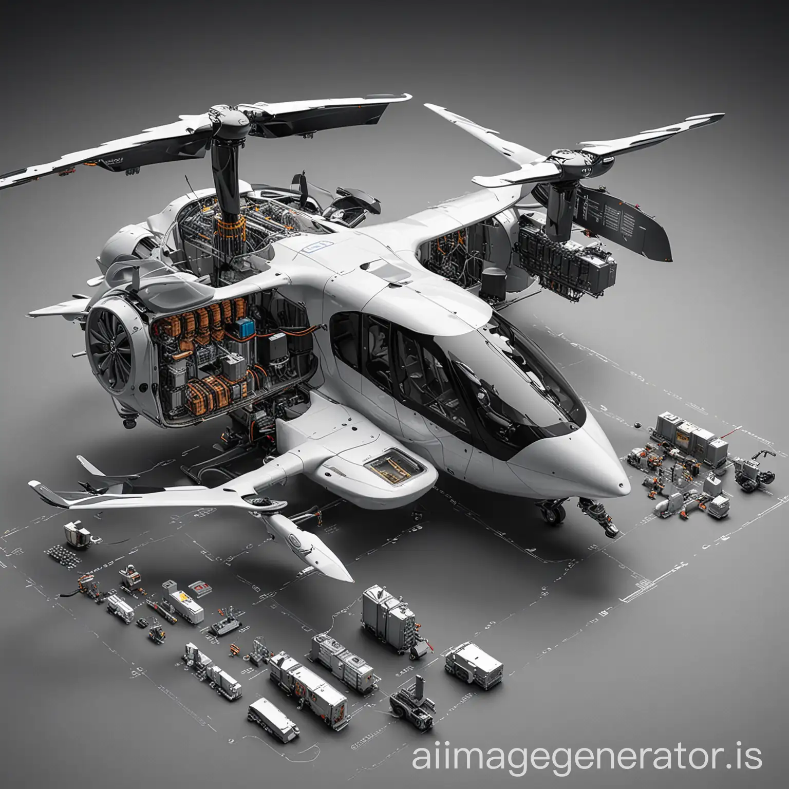 Detailed-CrossSection-of-an-eVTOL-Aircraft-with-Electric-Motors-and-Batteries