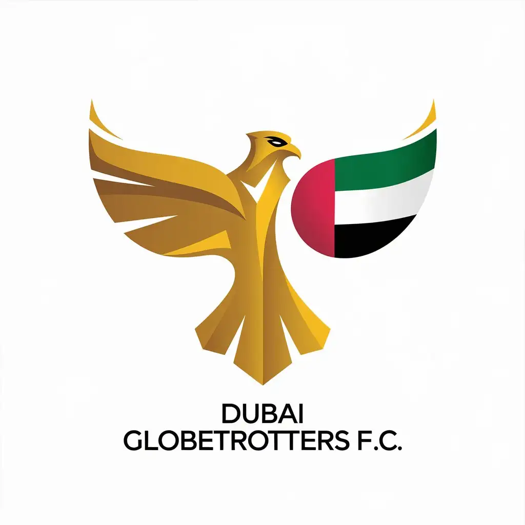 LOGO Design For Dubai Globetrotters FC Modern Bold Football Team Logo with Mascot Abstract Symbol and National Pride