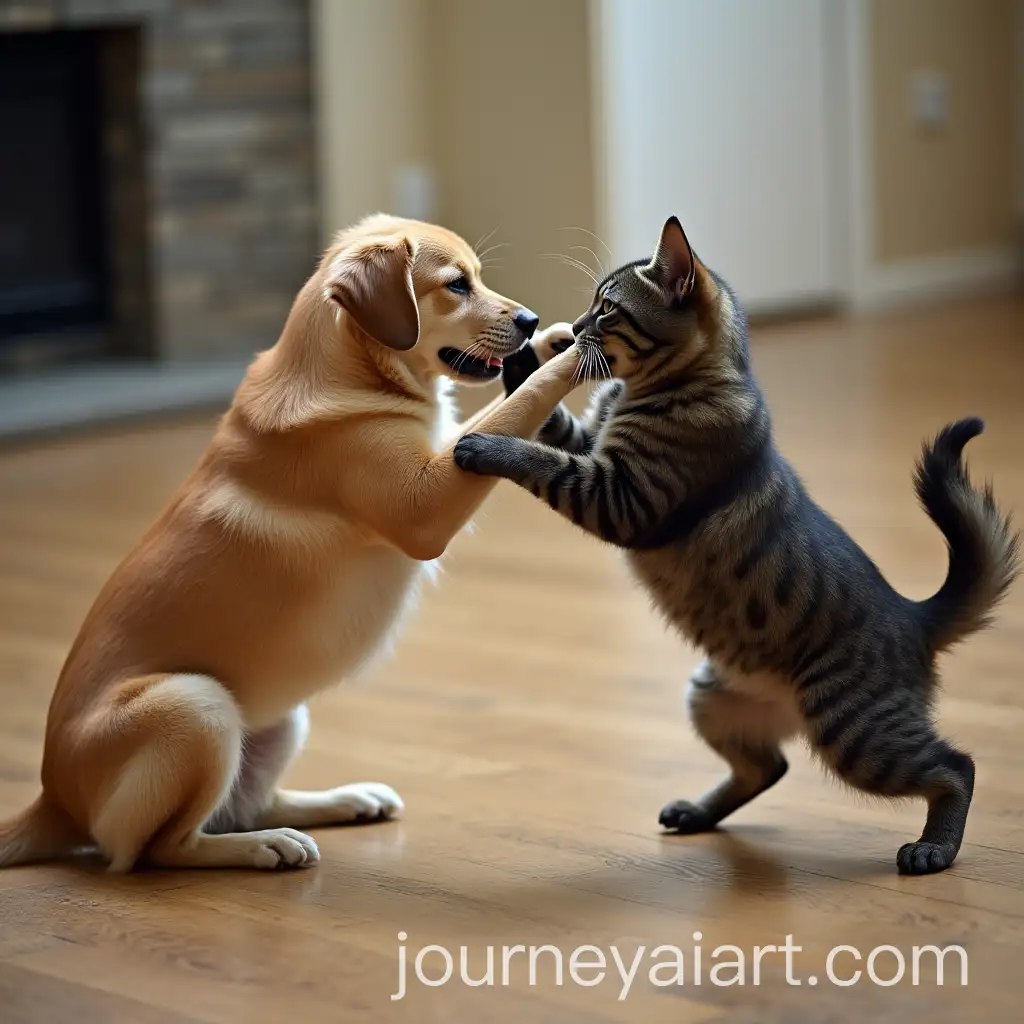 Cat-and-Dog-Engaged-in-a-Fierce-Battle