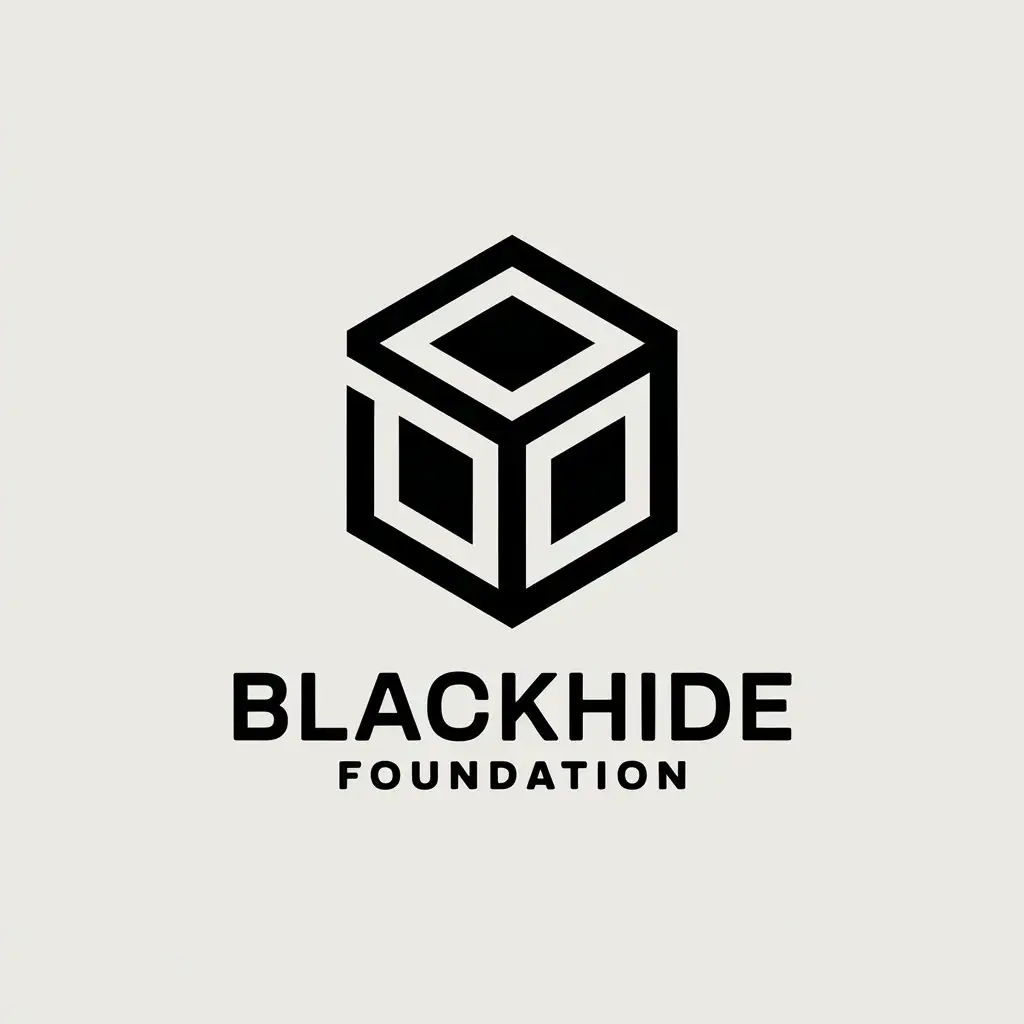 a vector logo design,with the text "BlackHide", main symbol:hollow cube,Moderate,be used in The Foundation industry,clear background