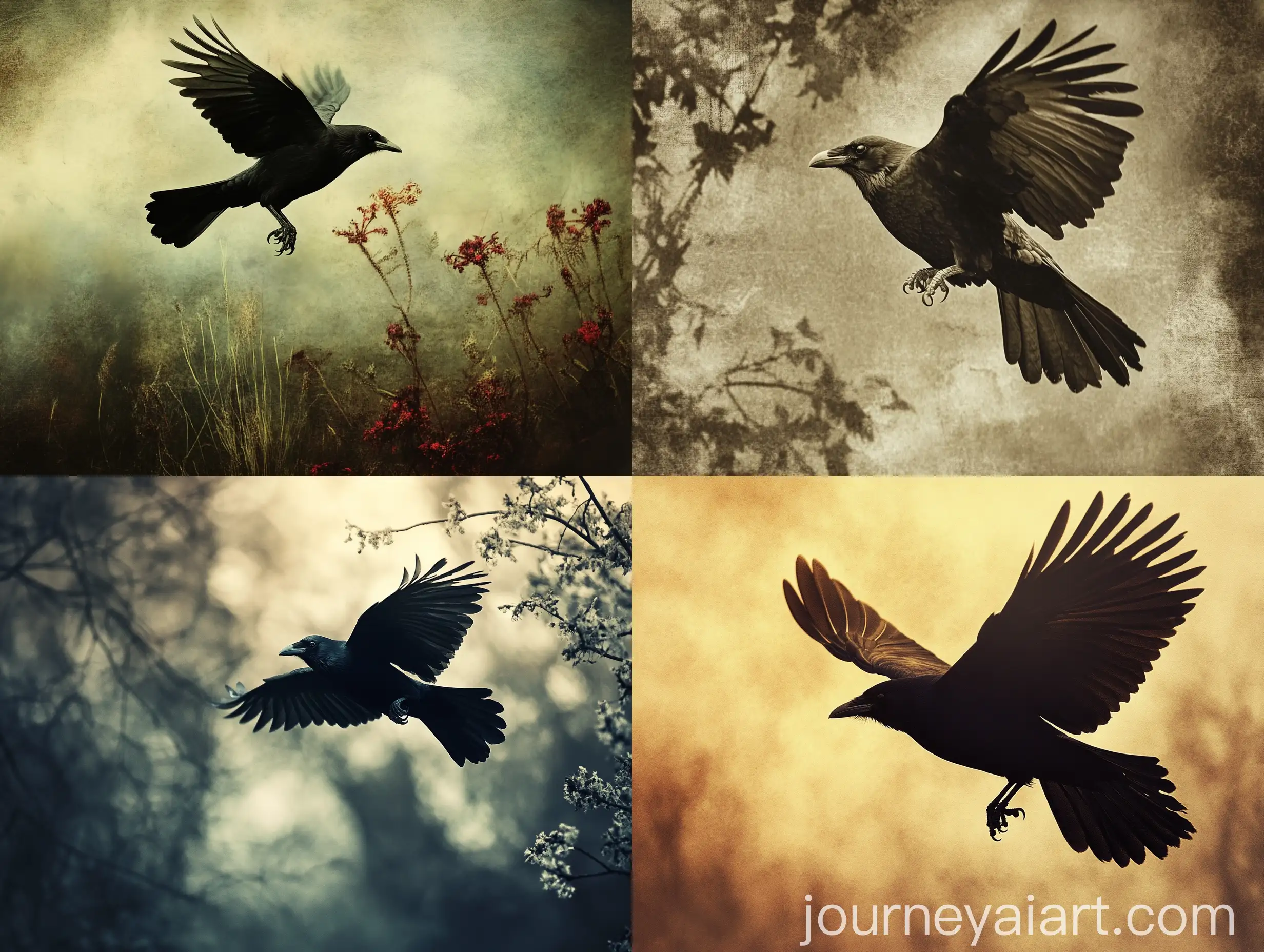 Thirsty-Crow-Flying-in-Search-of-Water