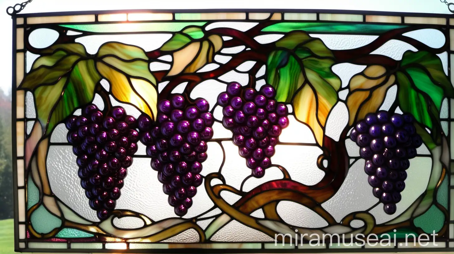 Stained Glass Art Nouveau Tiffany Grape Vine Design