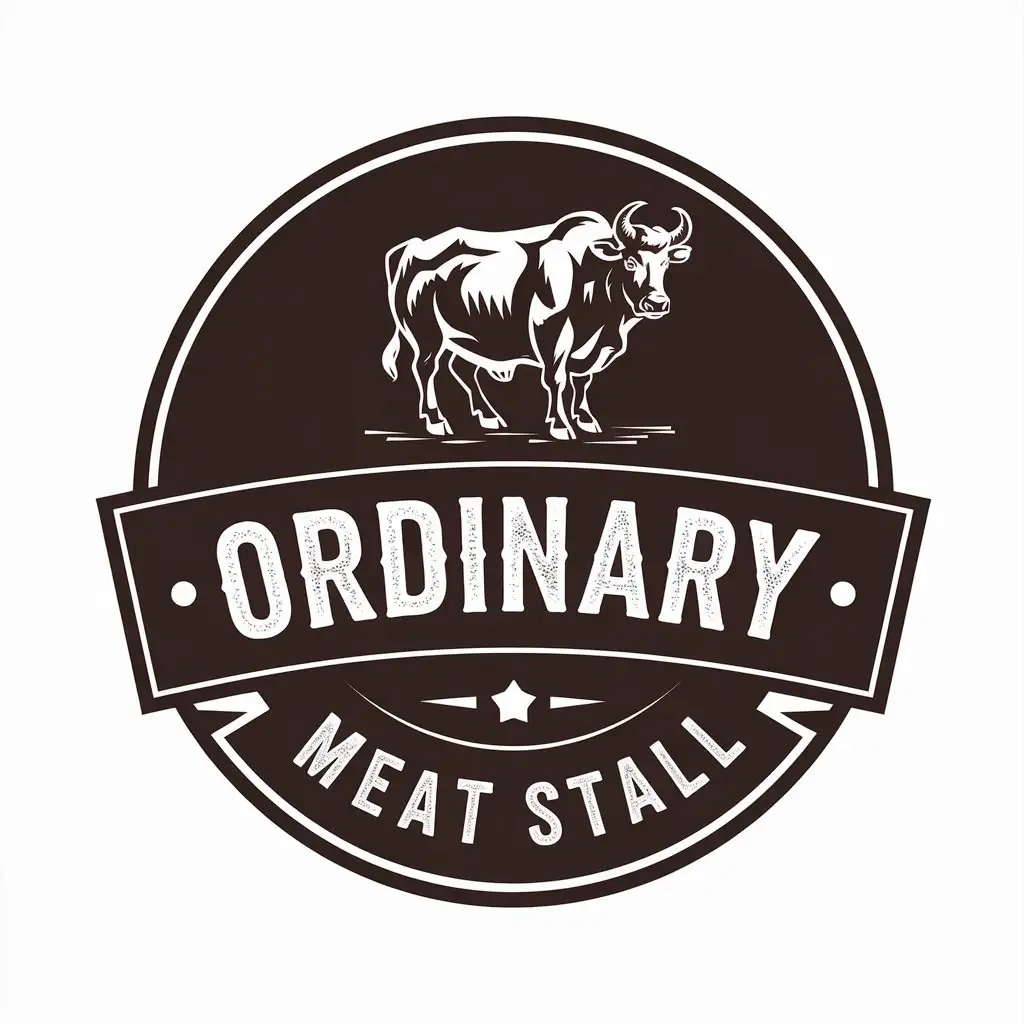 a vector logo design,with the text "ordinary meat stall", main symbol:oxen,Moderate,be used in Restaurant industry,clear background