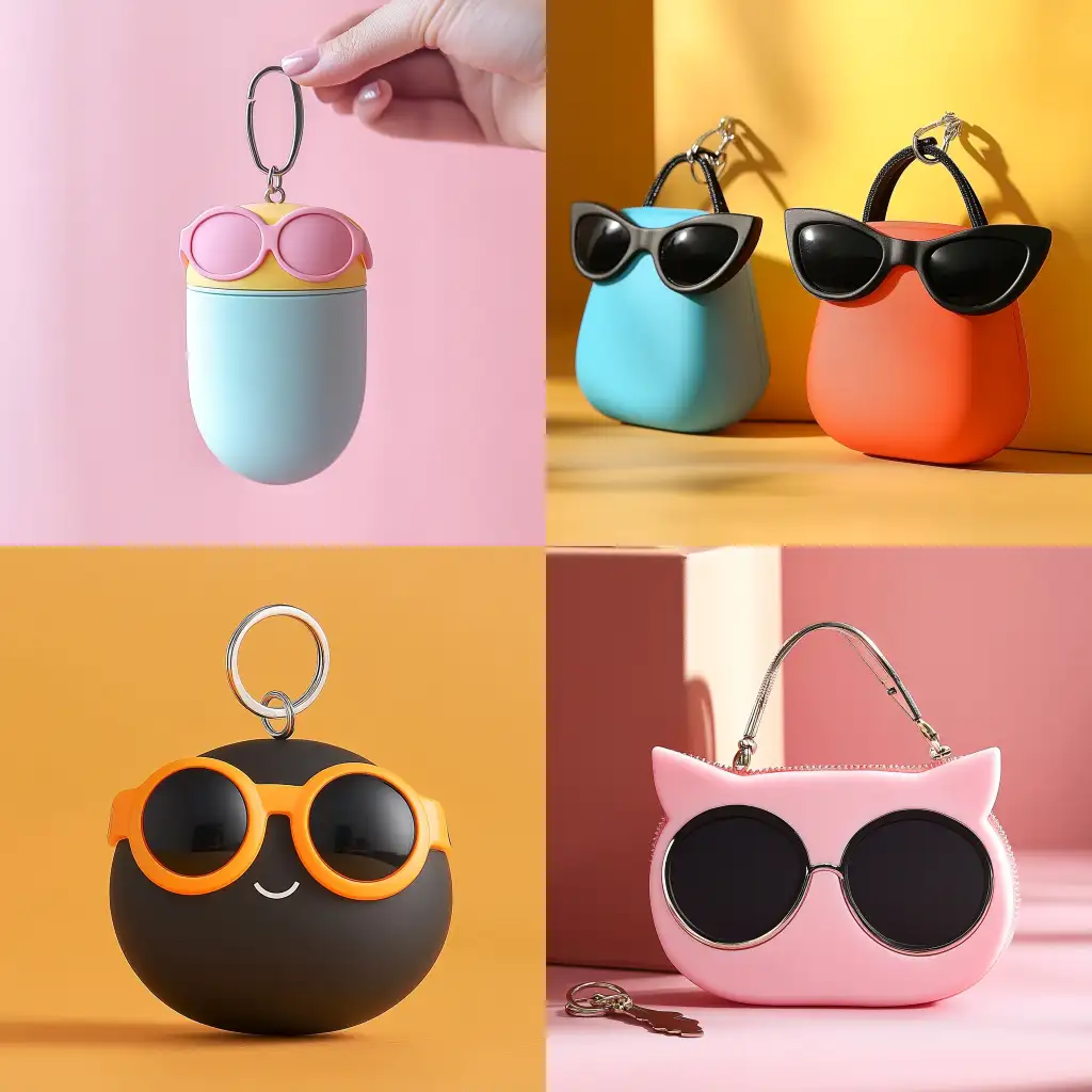 Cartoon-Fashion-SunglassesShaped-Portable-Eyewear-Storage-with-Keychain