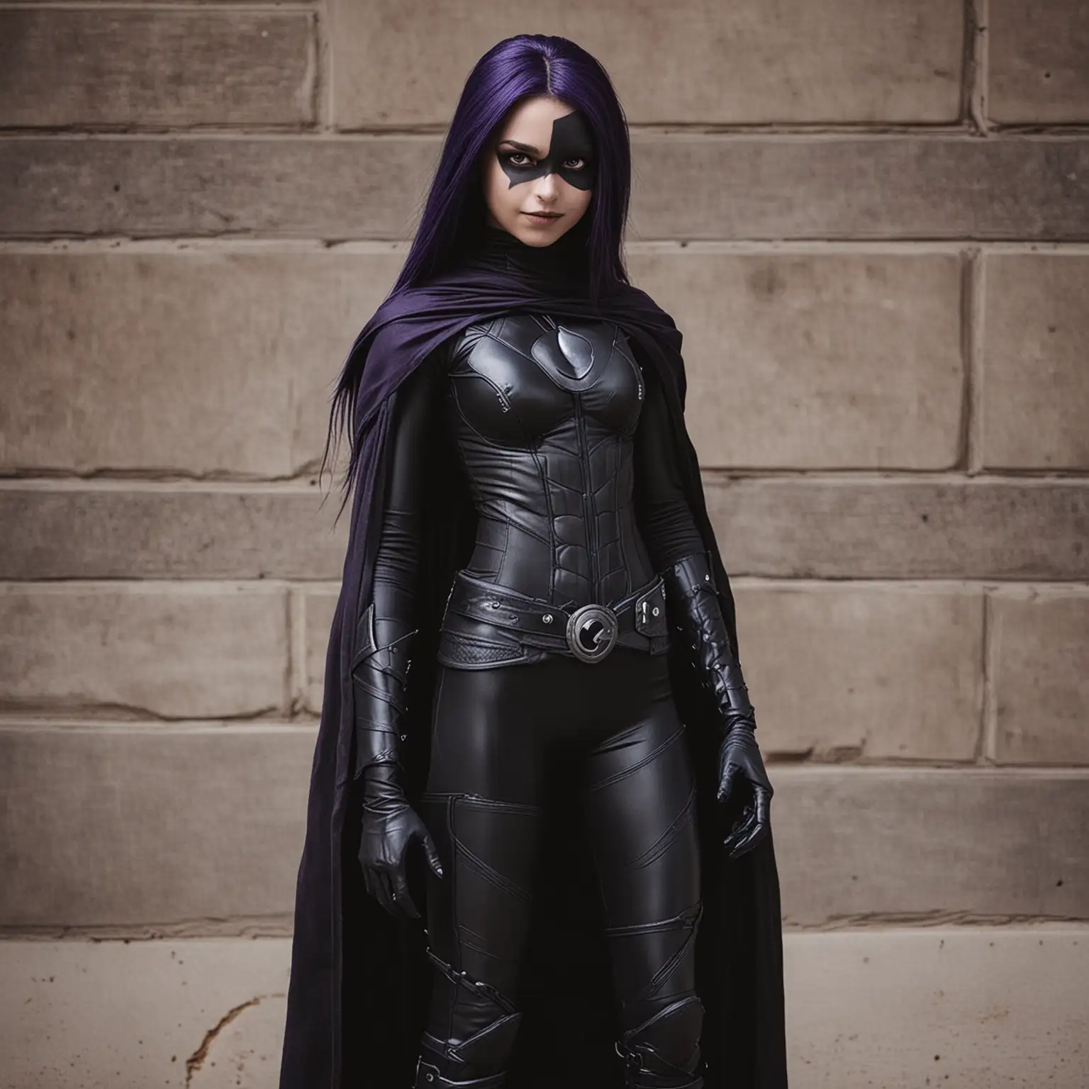 14 year old white girl dressed as Raven from Teen Titans