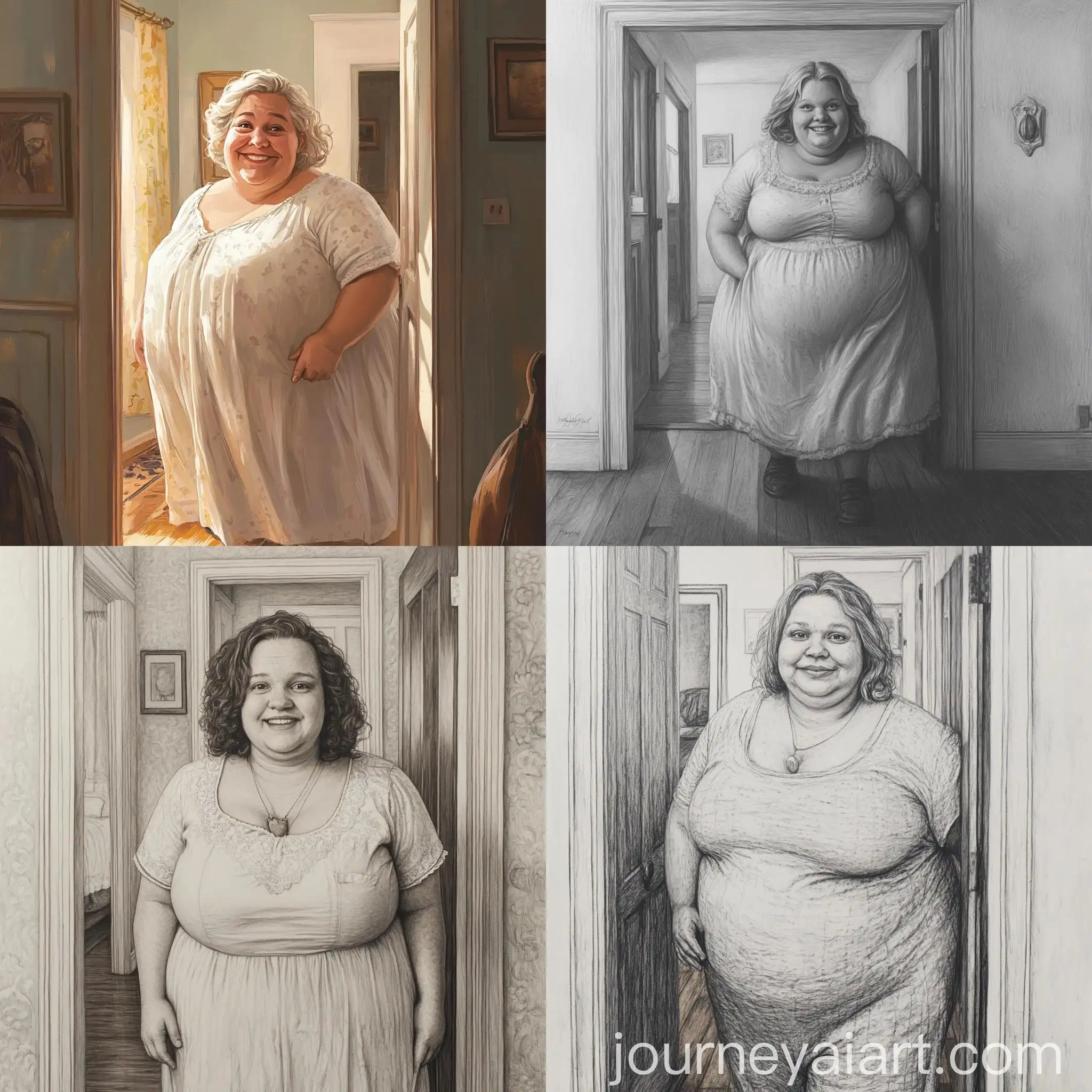 Motherly-Woman-Standing-in-Bedroom-Doorway