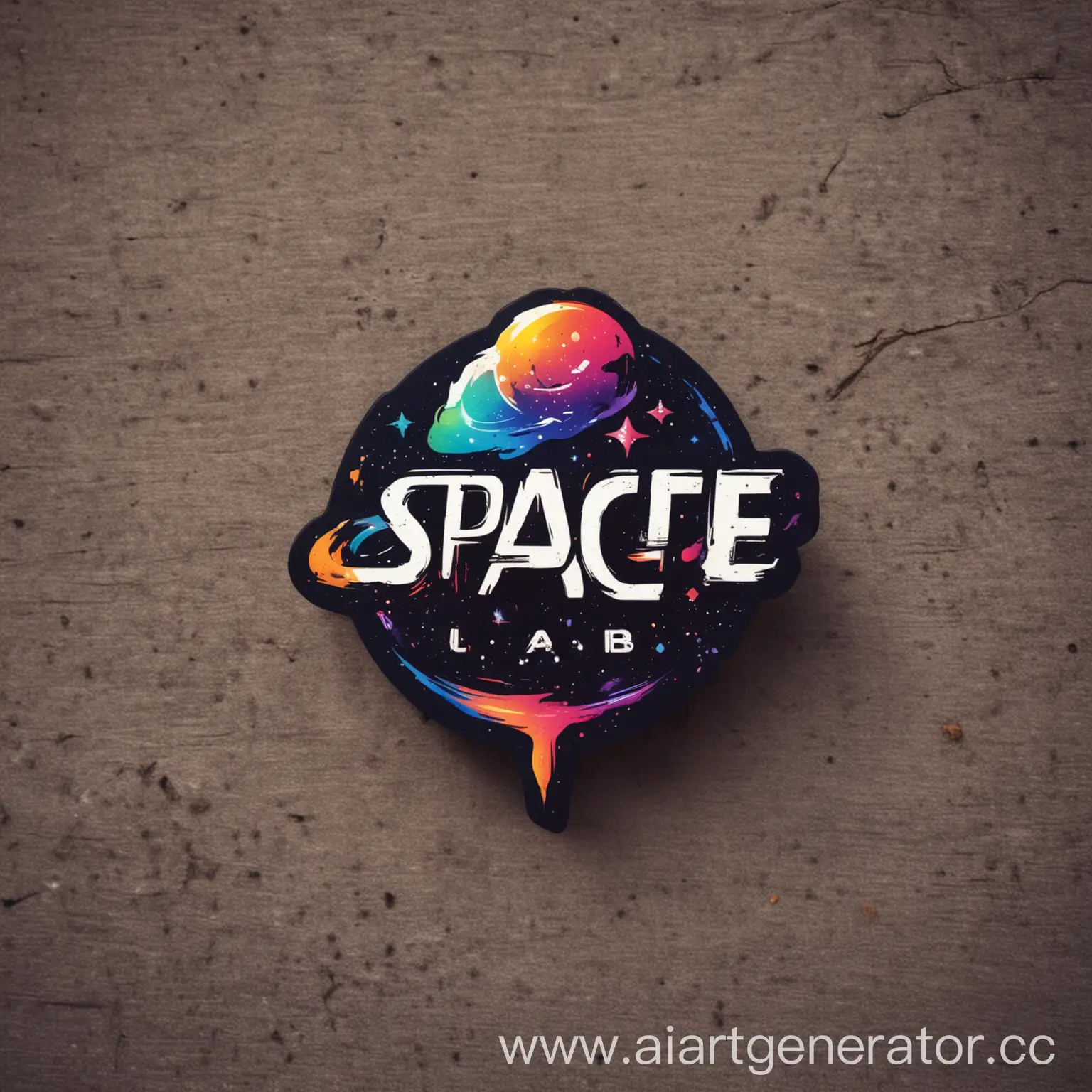 the logo for a youth clothing brand in the street style, the name of the Space Lab brand, the logo should be energetic, bright, unusual, contain the name of the brand, and the theme of the style