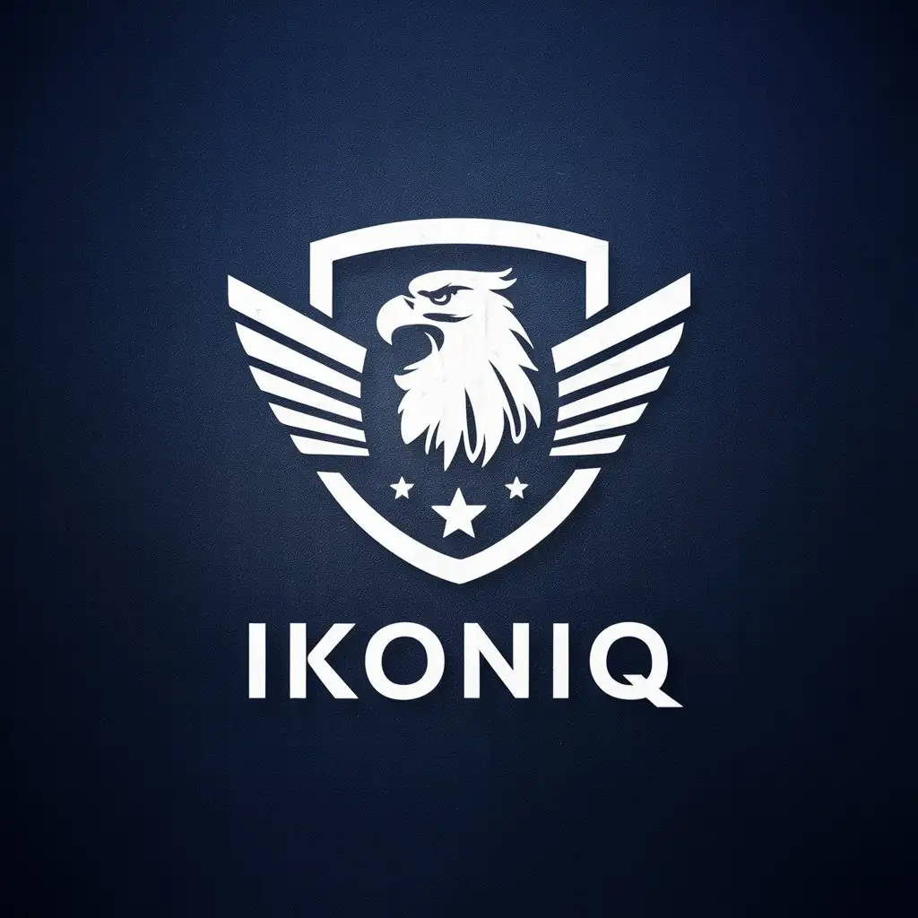 LOGO Design For IKONIQ White Vector Eagle Shield with Stars