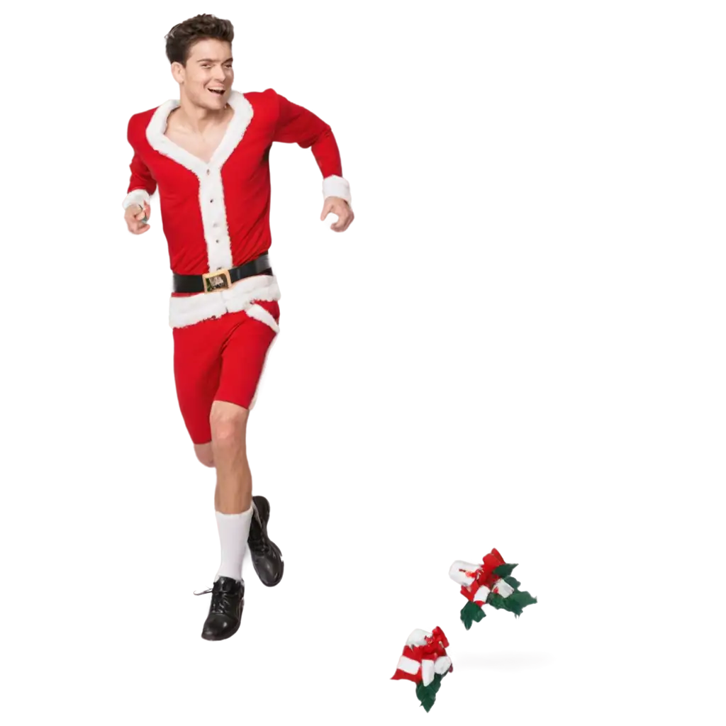 PNG-Image-of-a-Person-Running-in-a-Christmas-Dress-Perfect-for-Holiday-Designs