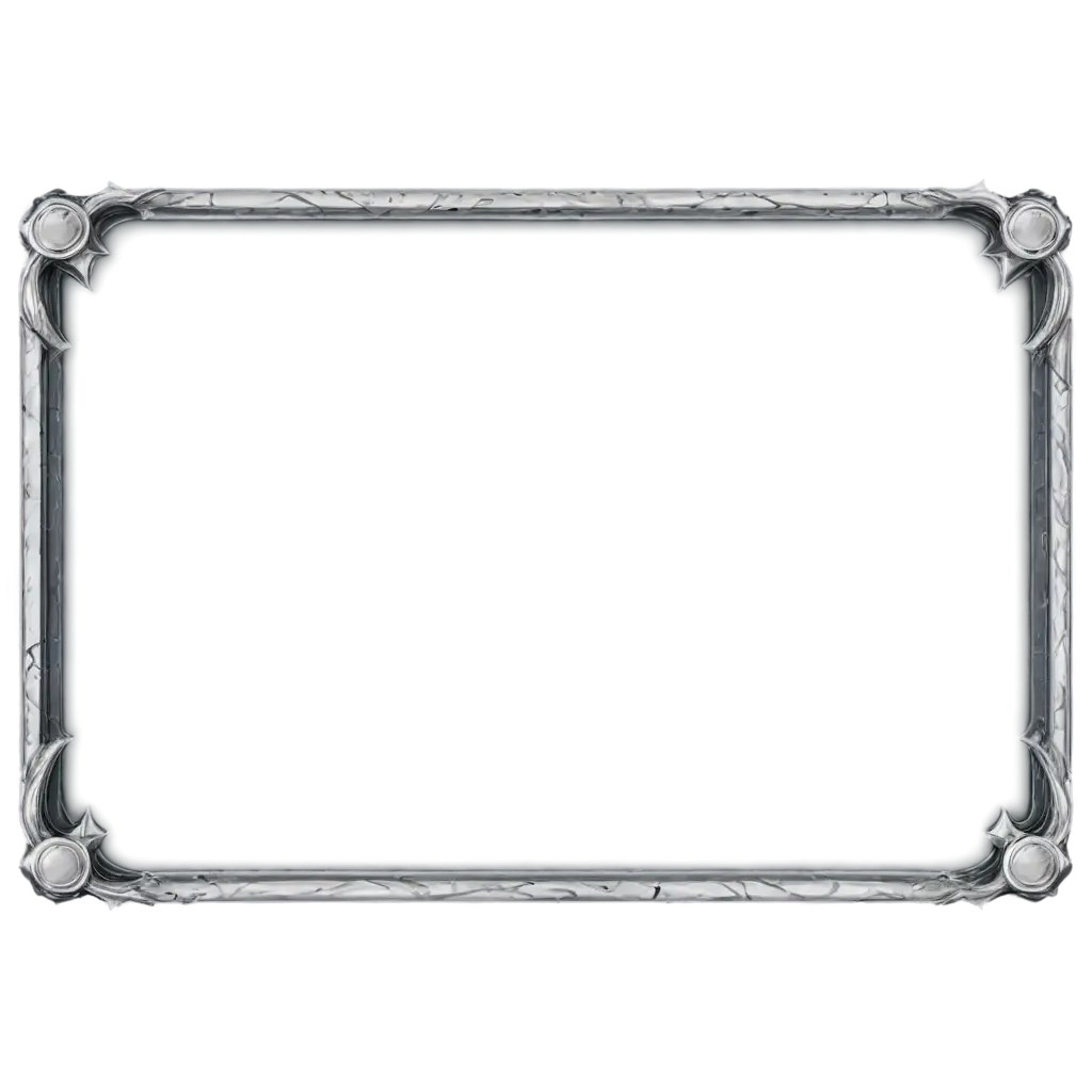 Medieval-Fantasy-Style-Silver-Rectangular-UI-Frame-PNG-Image