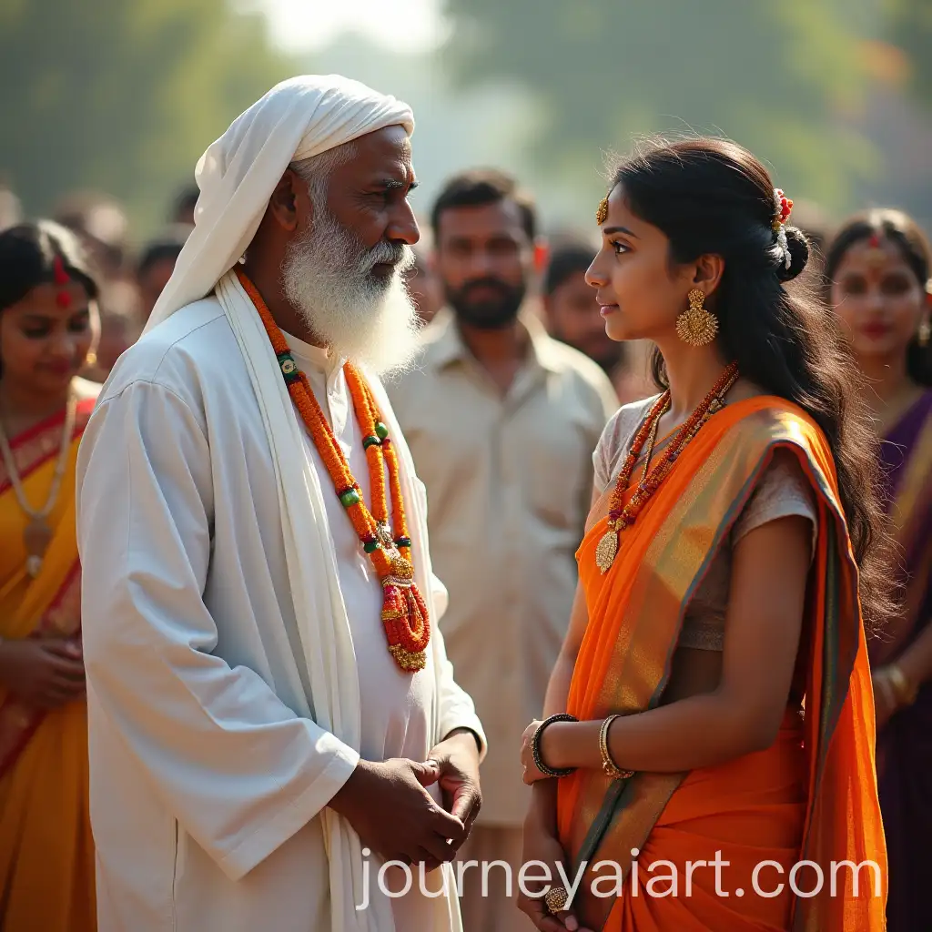 Young-Woman-Conversing-with-Serene-Saint-in-White-Robes