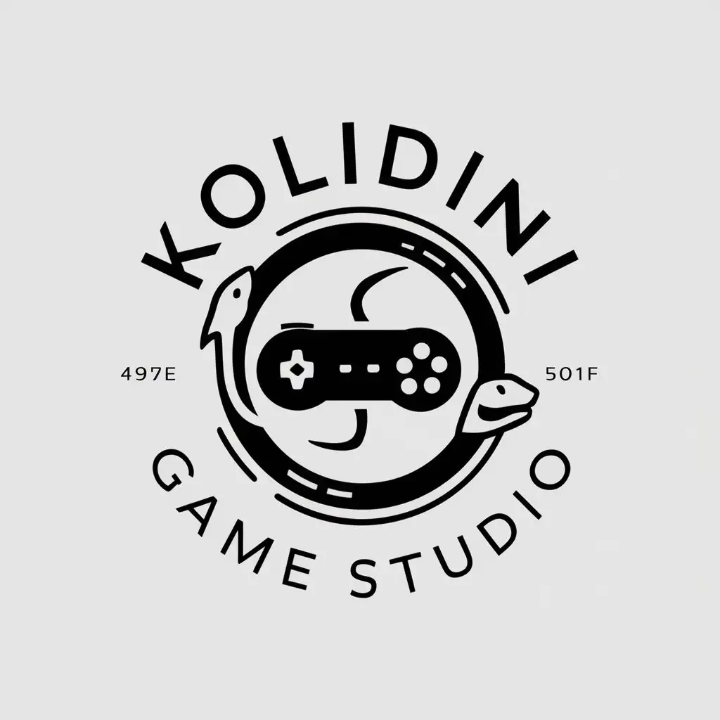 a vector logo design,with the text "Kolidini Game Studio", main symbol:Wheel, snake, gamepad,Moderate,be used in Entertainment industry,clear background